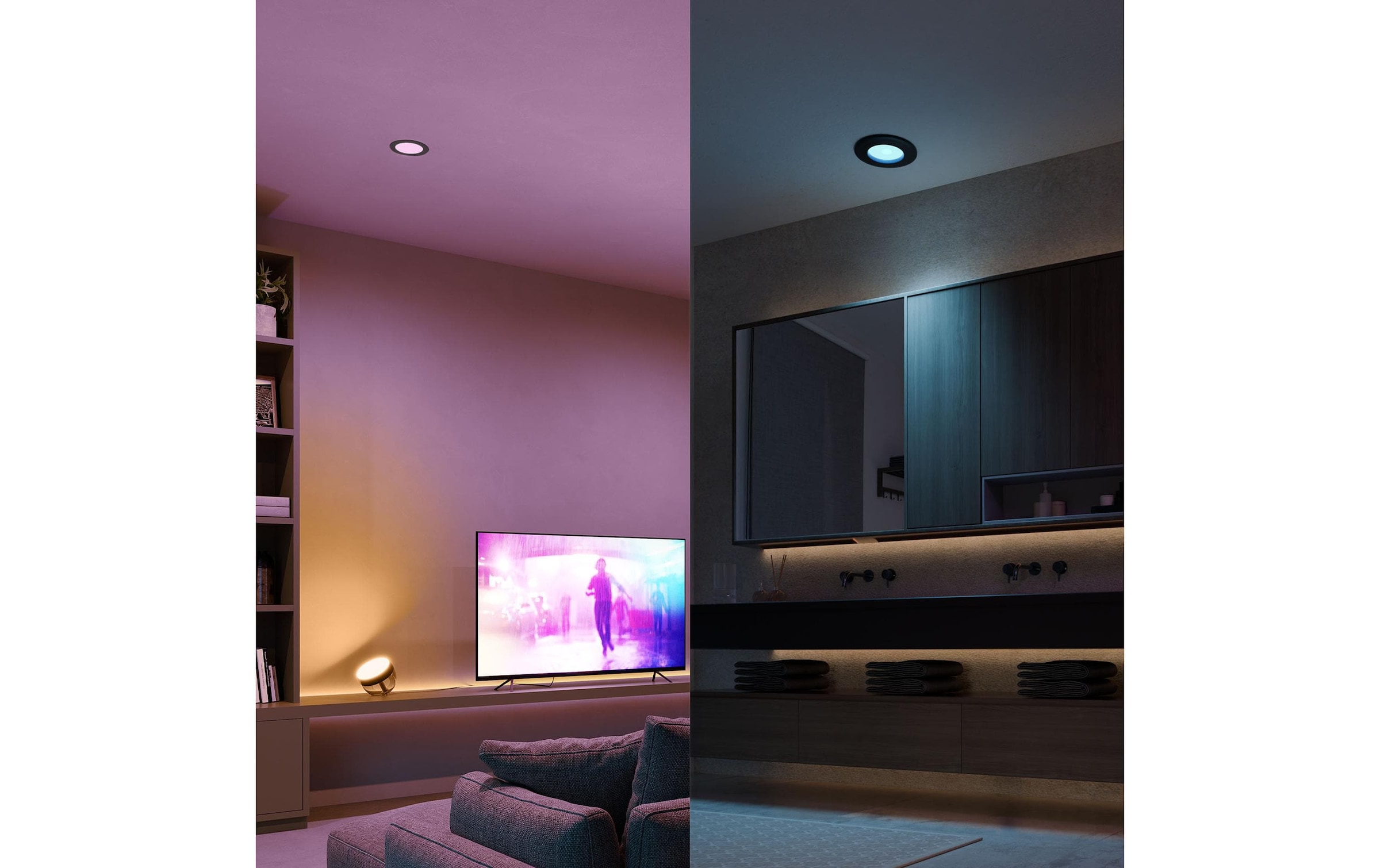 Philips Hue LED Deckenleuchte »White & Color Ambiance Slim Recessed 170 mm schwarz« Neutralweiß | RGB | Tageslichtweiß | Warmweiß