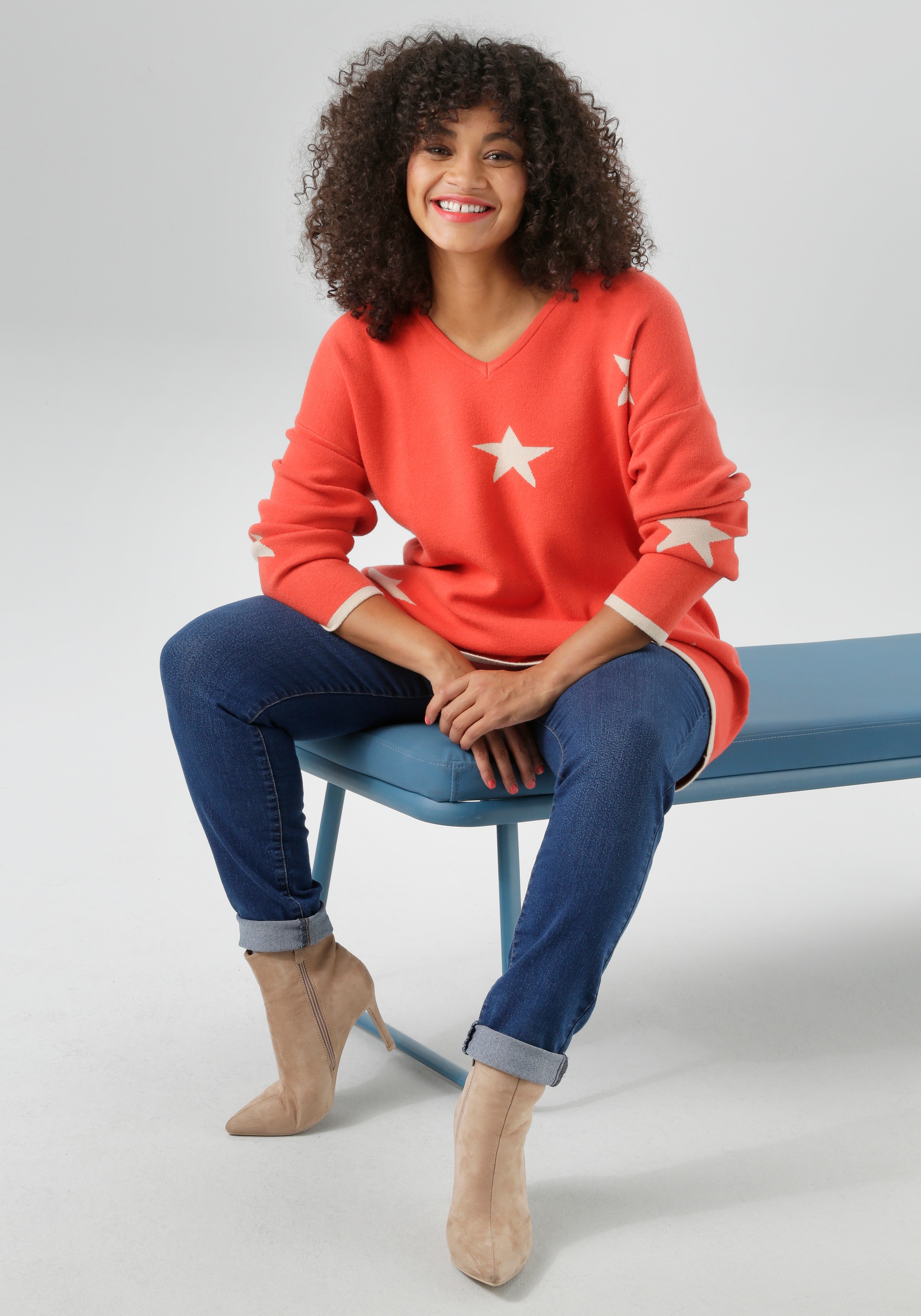 Aniston PLUS Strickpullover, Vokuhila - hinten etwas länger geschnitten - NEUE KOLLEKTION