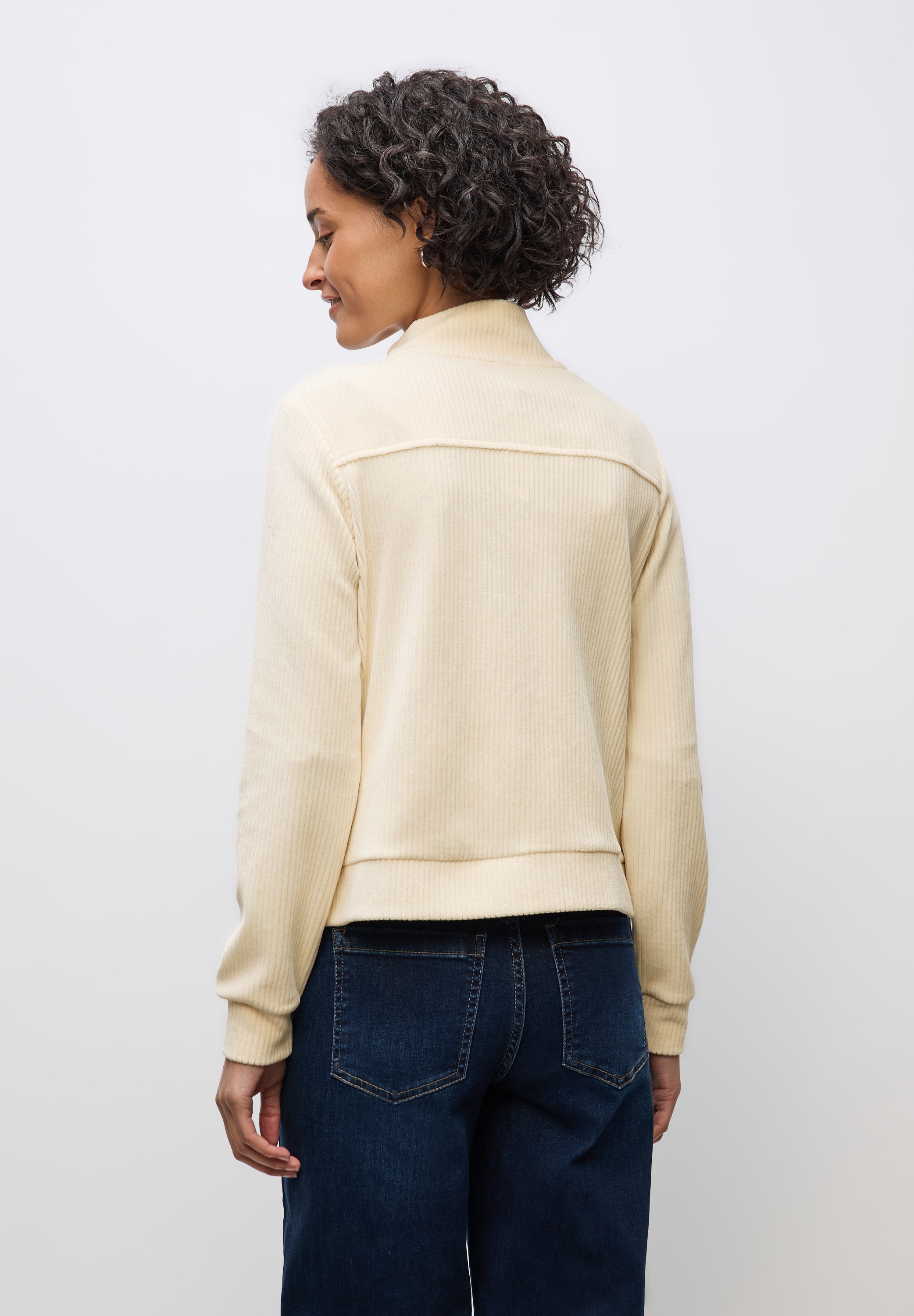 STREET ONE Sweatjacke, Cord, mit elastischem Saum und Reißverschluss günstig online kaufen