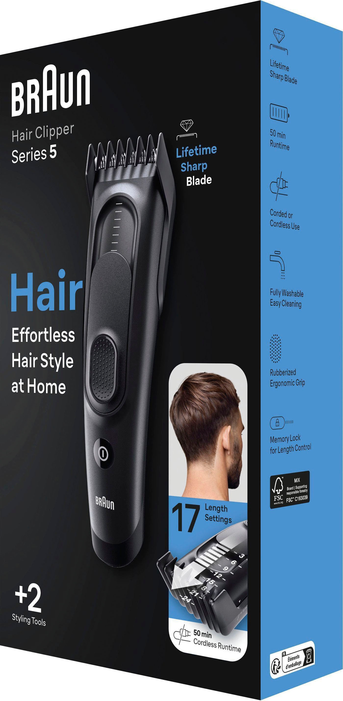 HC5330«, »Series auf Aufsätze, Braun 5 abwaschbar 17 Haarschneider 2 Raten BAUR | Längeneinstellungen,