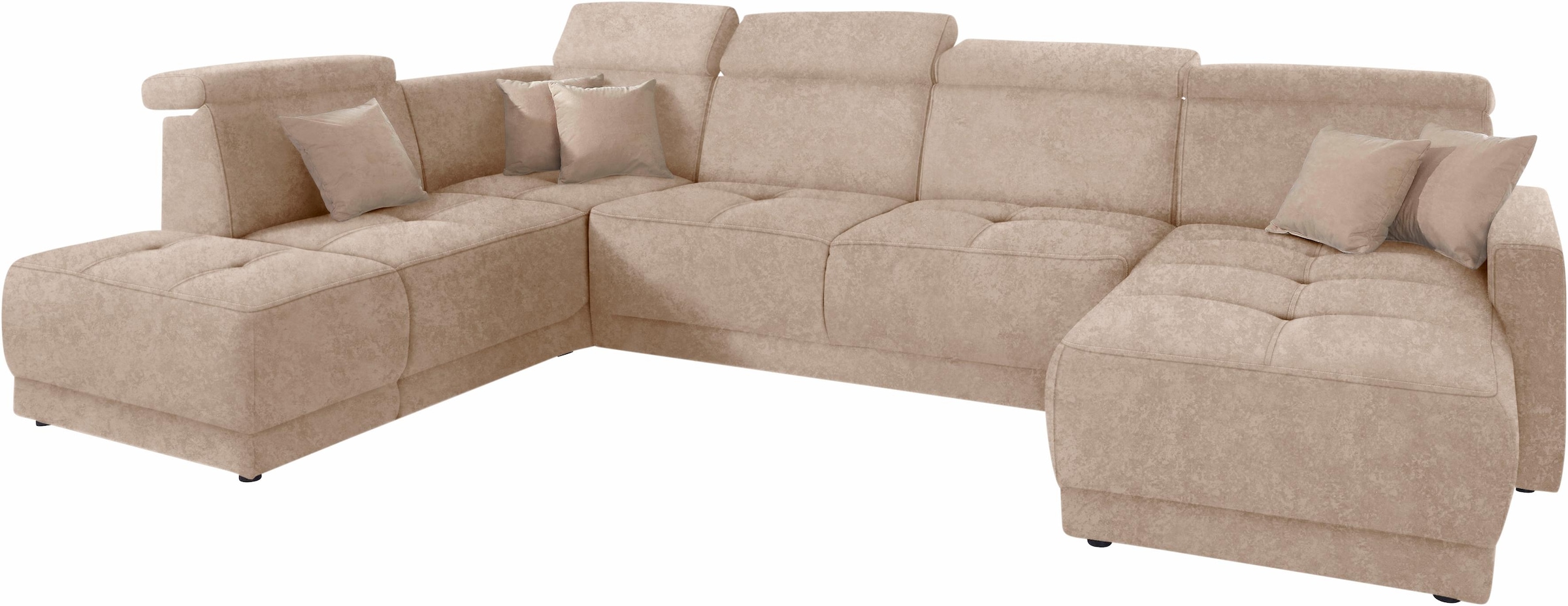 DOMO collection Wohnlandschaft »Ava moderne Sitzheftung mit toller Doppelnaht, komfortabel, U-Form«, mit Federkern, wahlweise mit Kopfteilverstellungen
