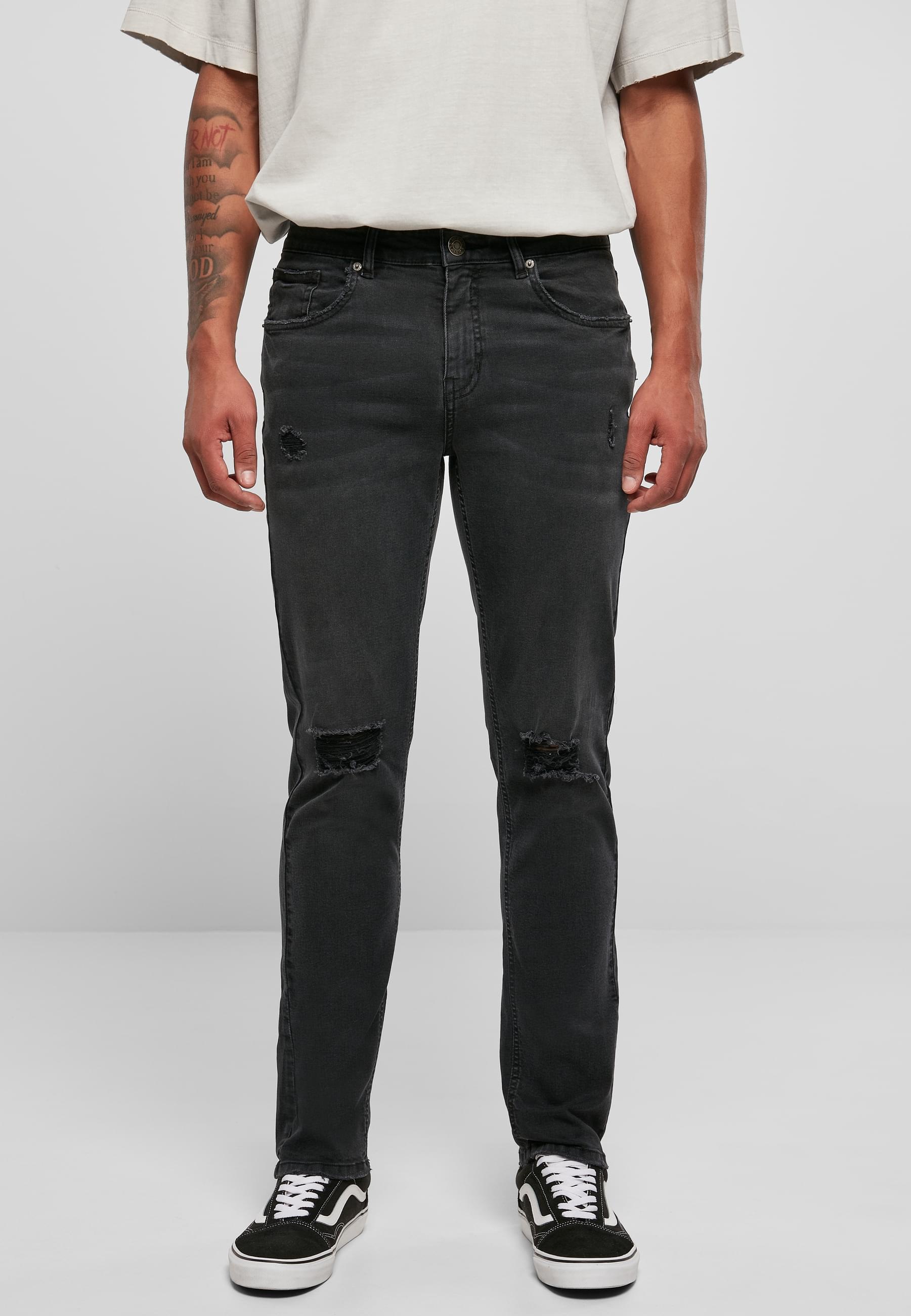 URBAN CLASSICS Bequeme Jeans »Urban Classics Herren Distressed Stretch Denim Pants«, (1 tlg.)