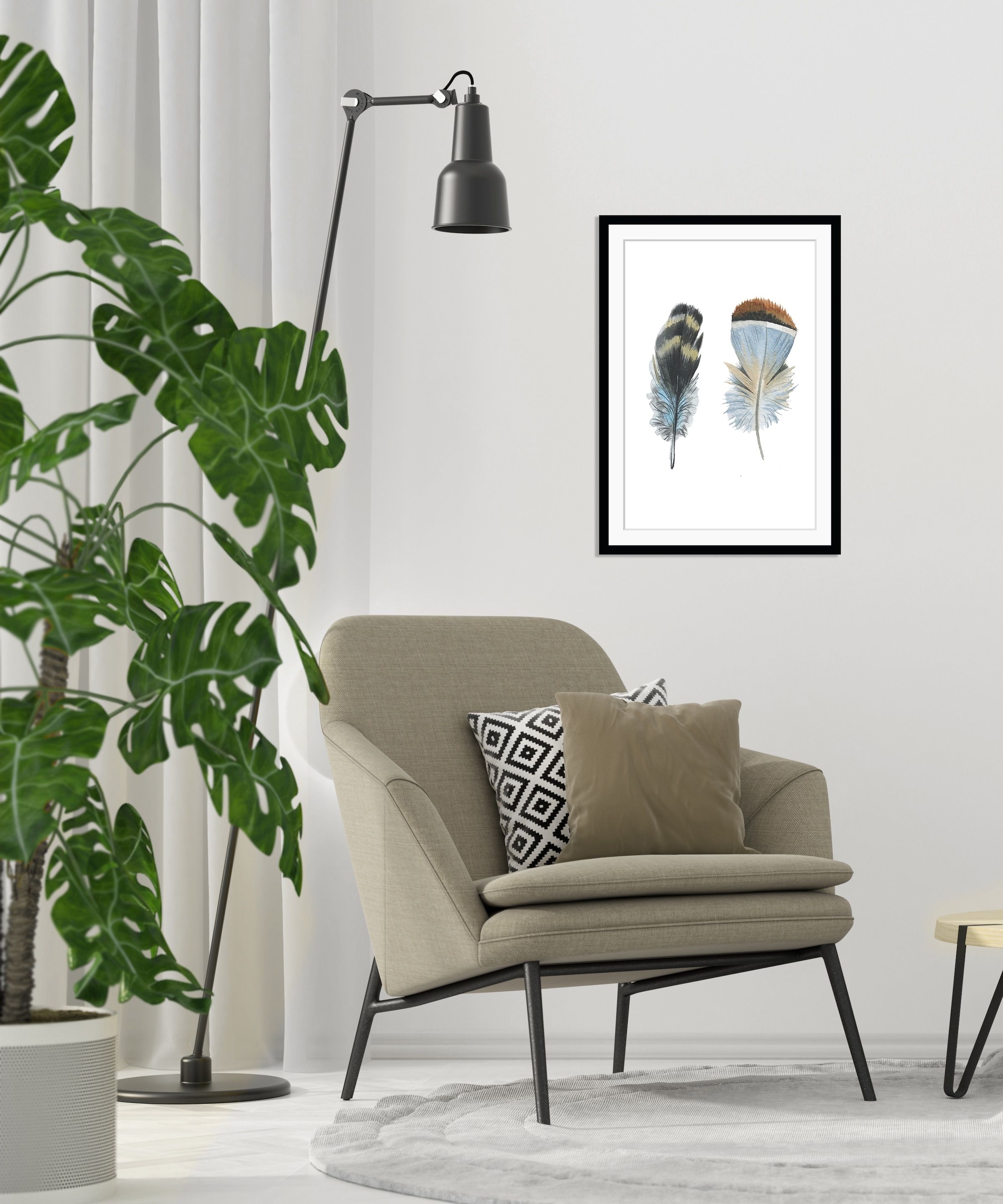 queence Bild »Dorothy«, Federn-Kunst, HD Premium Poster-Druck inkl. Holzrahmen