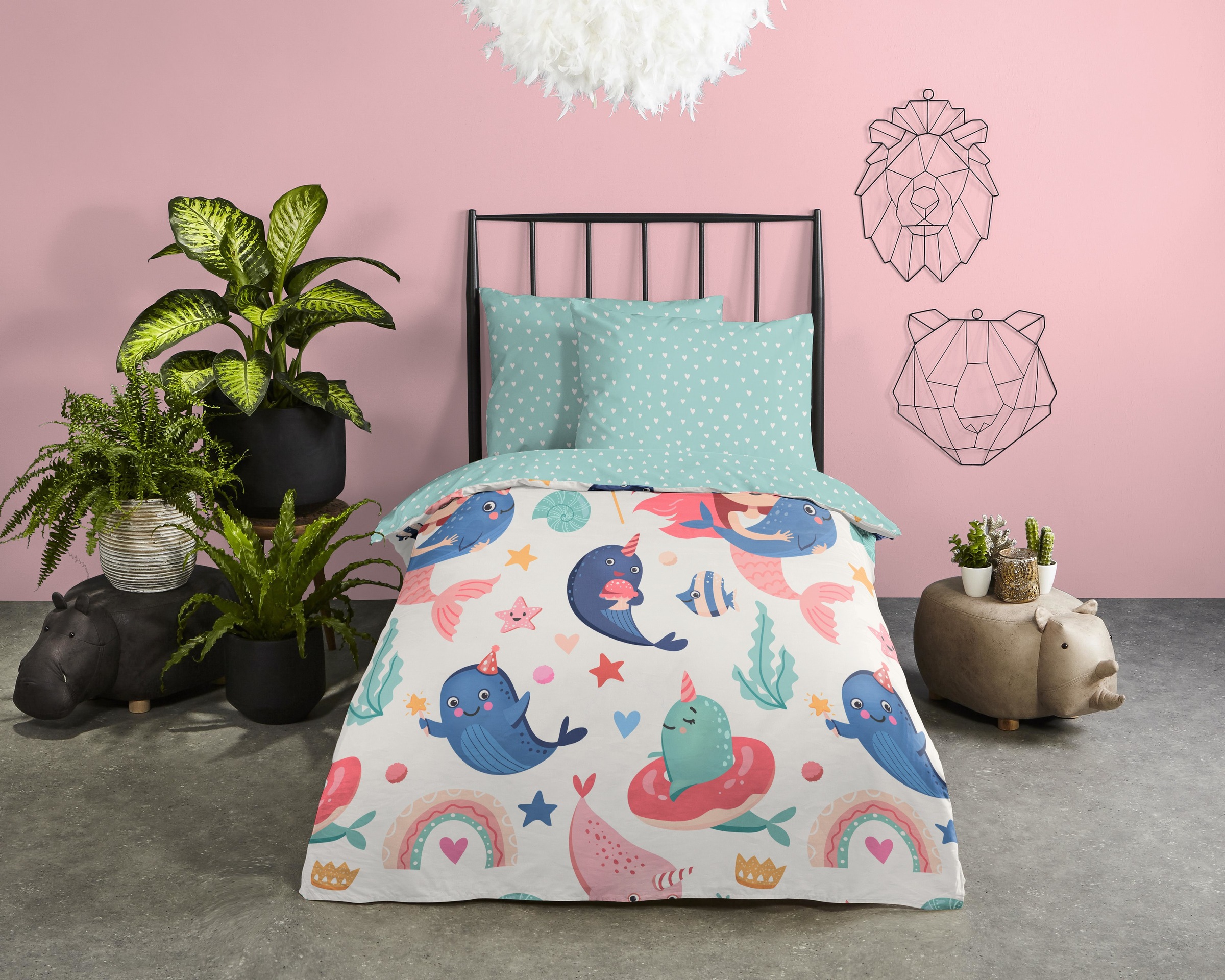 good morning Babybettwäsche »Silvie« 2 Baumwolle, Renforcé, Wendeoptik, Kind, Baby, Meerjungfrau