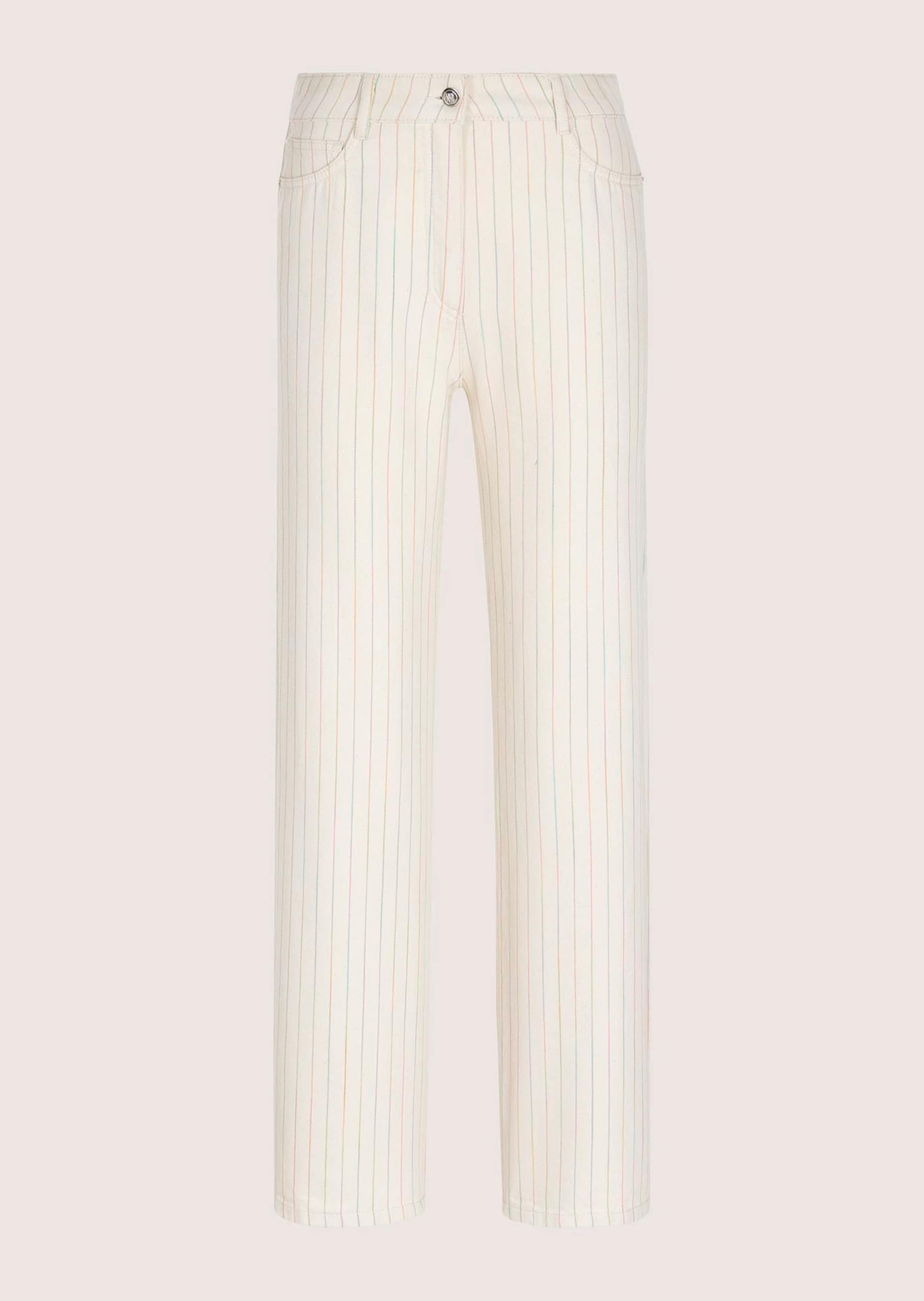 MADELEINE Regular-fit-Jeans "Jeans Nadelstreifenhose mit weitem Bein" Jeans mit farbigen Webstreifen