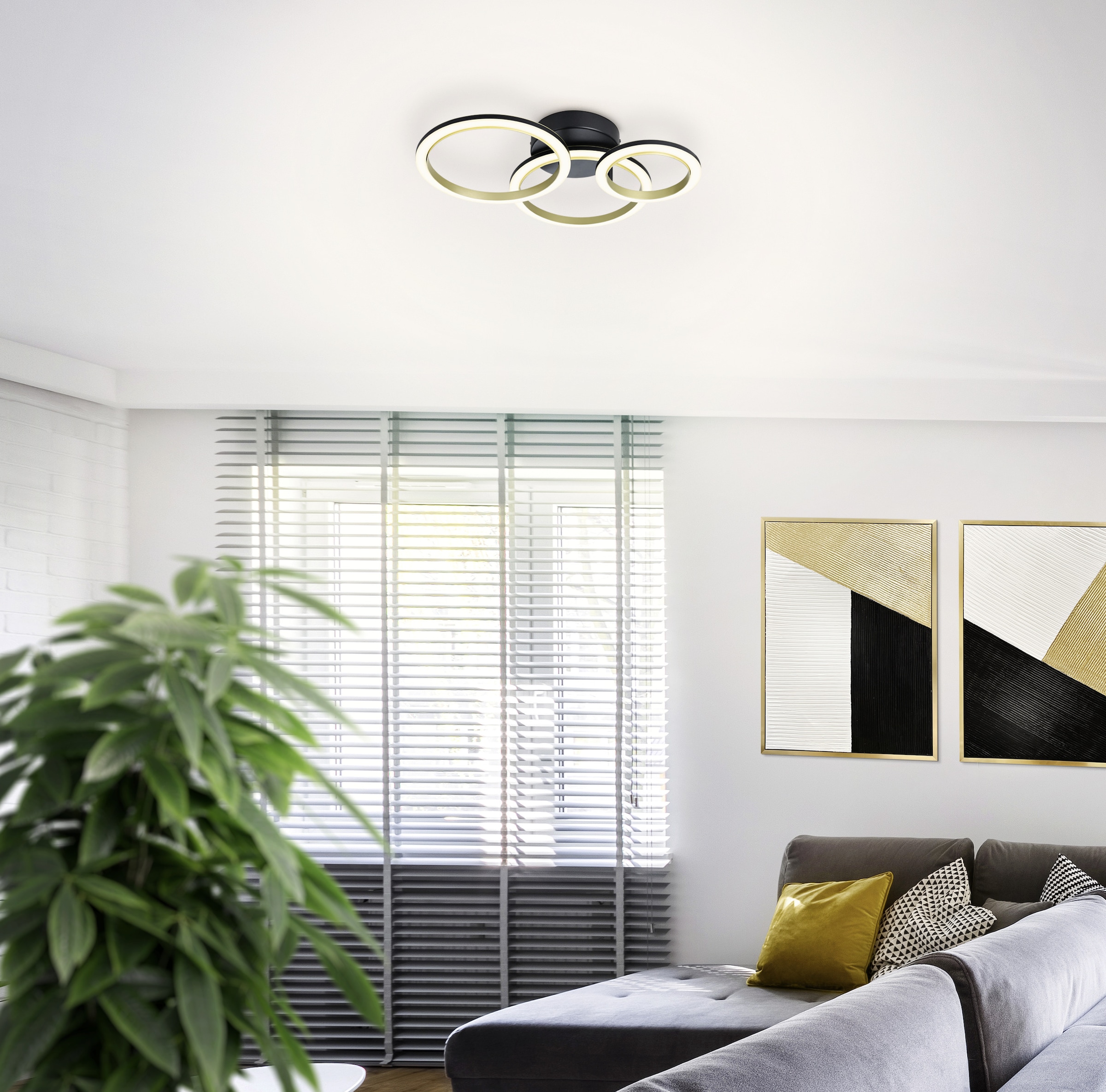 EGLO LED Deckenleuchte »CALLIERA Deckenlampe - Stahl, Kunststoff - LED - 20W - IP20« LED-Modul 1 Stk. Warmweiß Wohzimmerlampe, Esszimmerlampe, Flur, Schlafzimmer,L49 x B44,5 x H11cm