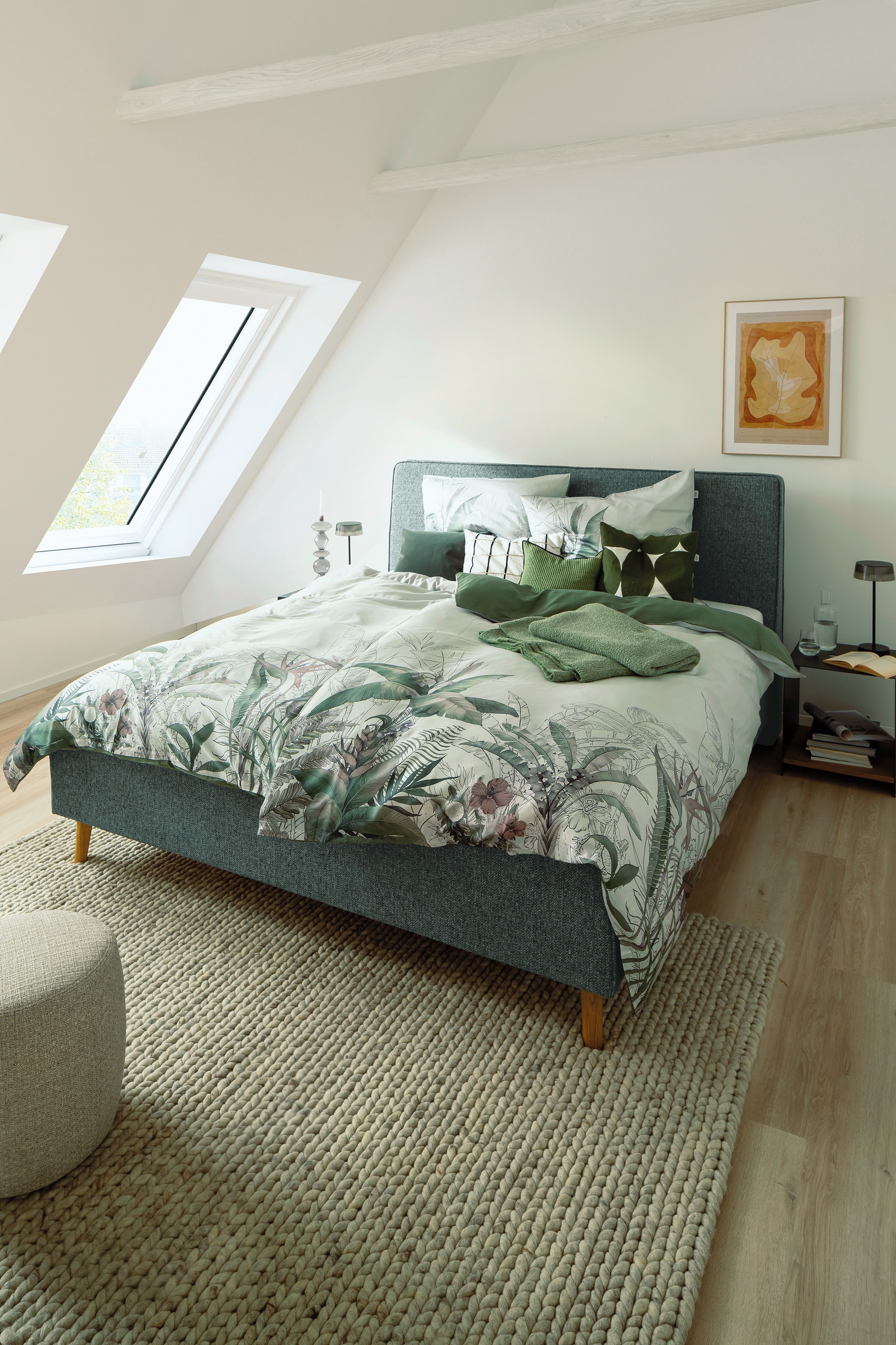 Wendebettwäsche, grün, SCHÖNER WOHNEN-KOLLEKTION, Satin, Obermaterial: 100% Baumwolle, Bettwäsche, "Tropical", aus 100% Baumwolle