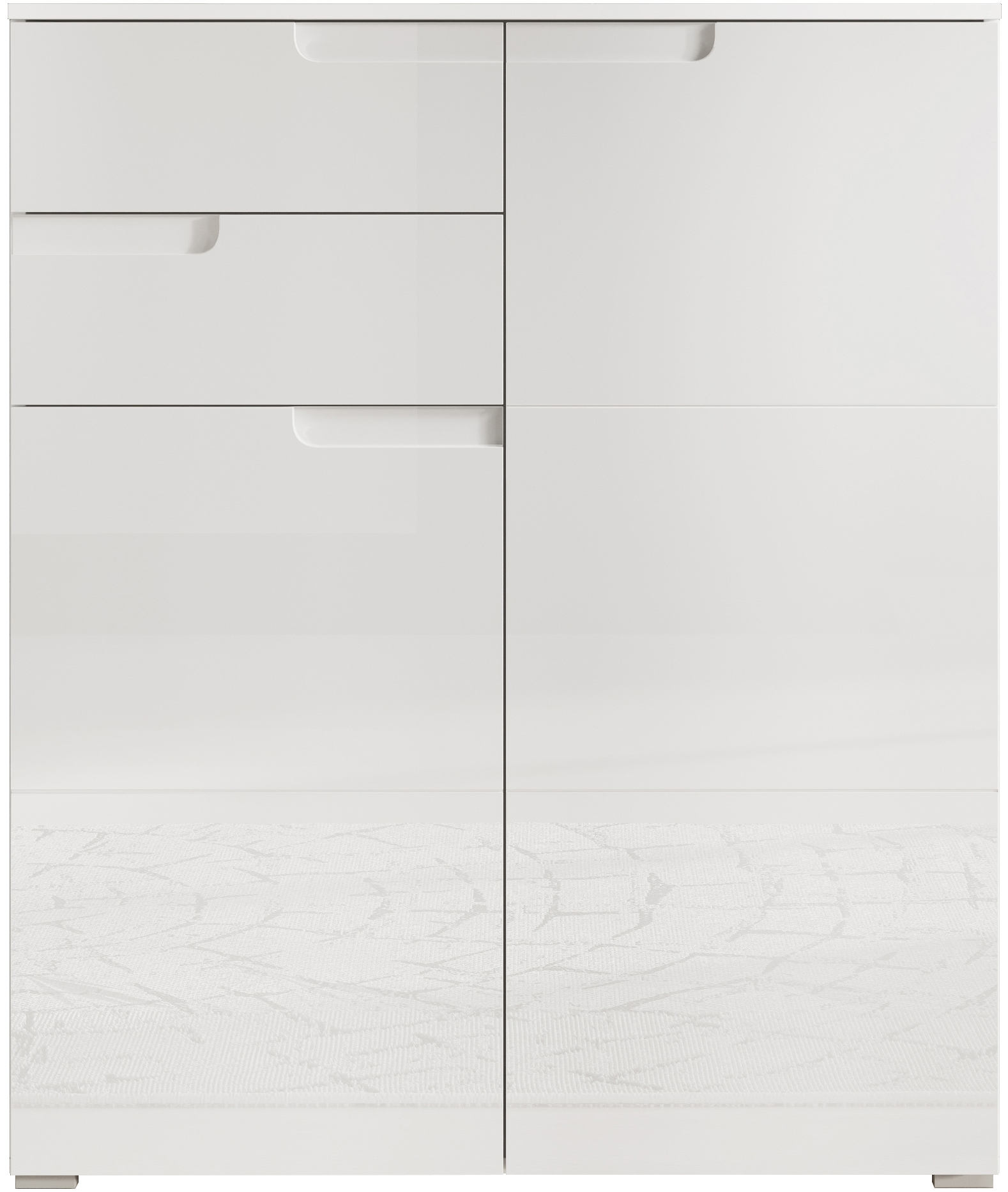 HBZ Kommode »Spice weiß hochglanz, BxHxT 100x119x40 cm«, Kommode mit 2 Türen, 2 Schubkästen und 3 Einlegeböden