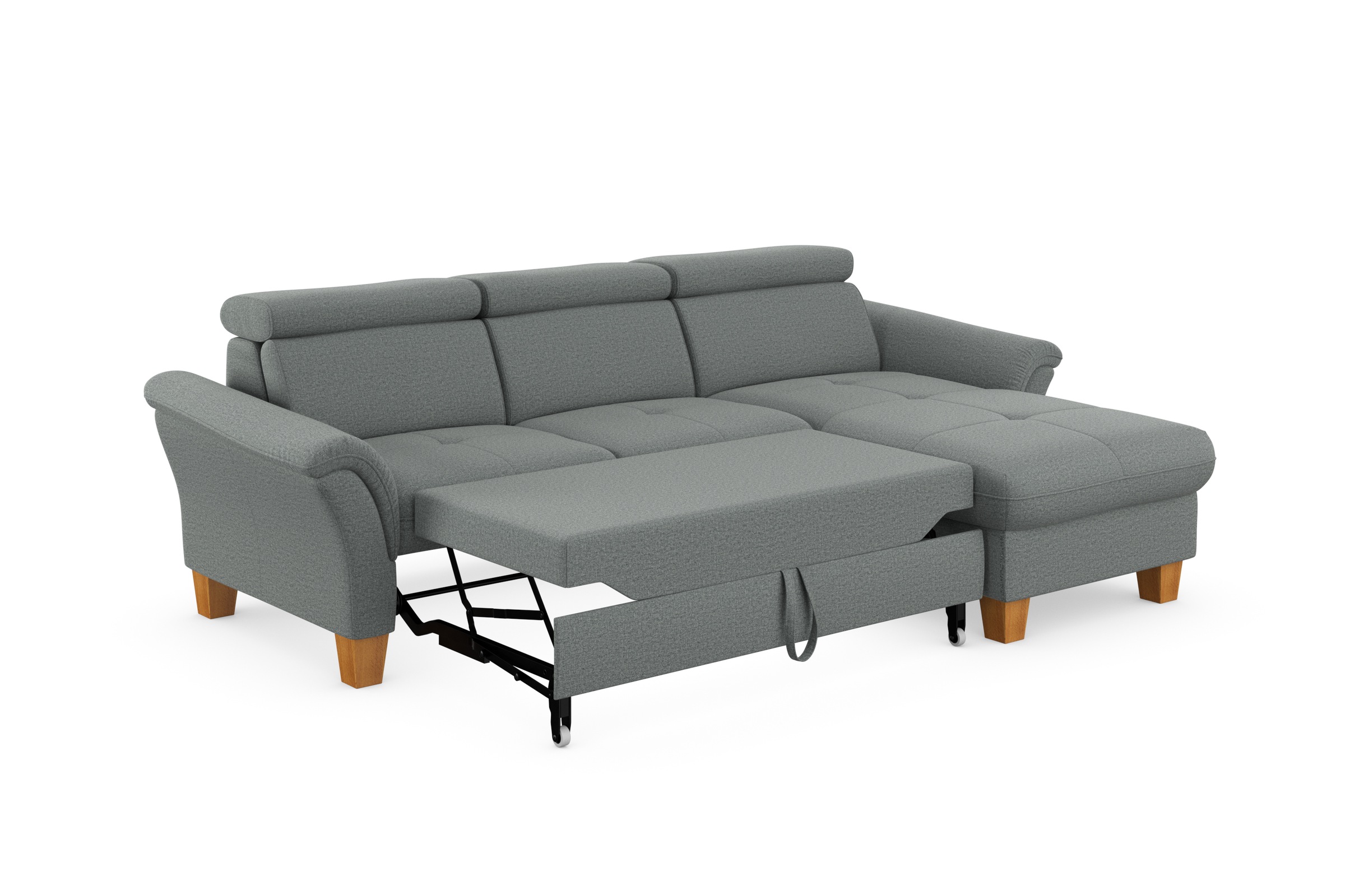 Home affaire Ecksofa »Lindgren L-Form«, wahlweise mit Bett mit klappbaren Rollen, Kasten und Kopfverstellung