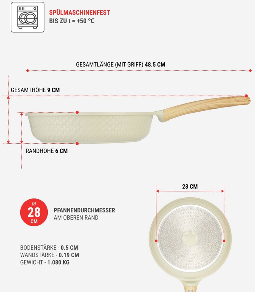 RESTO Kitchenware Bratpfanne »Ran, Universalpfanne mit Antihaftbeschichtung«, Aluminiumguss, (1 tlg.), Induktion, für alle Herdarten geeignet