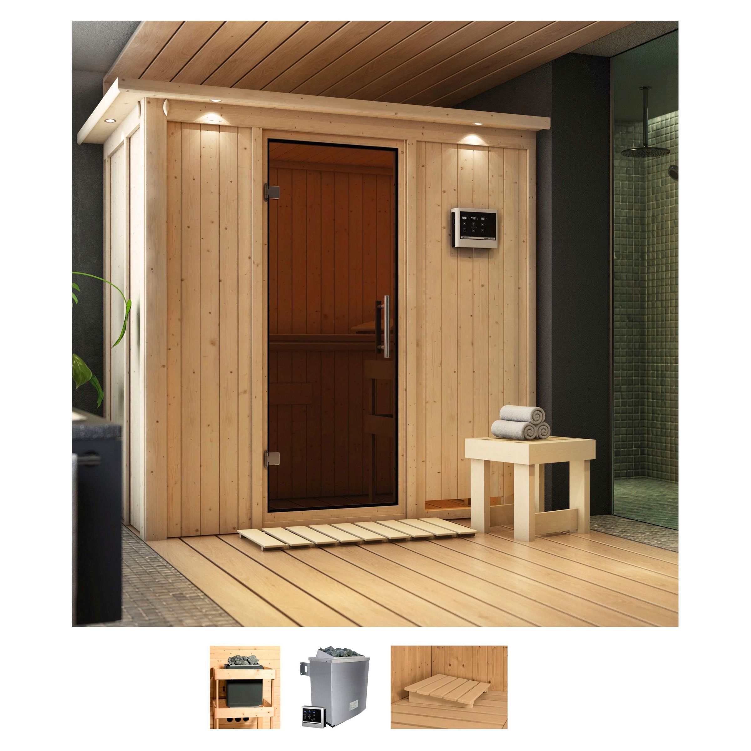 Karibu Sauna "Vada" Set, Ofen 9 KW externe Strg easy