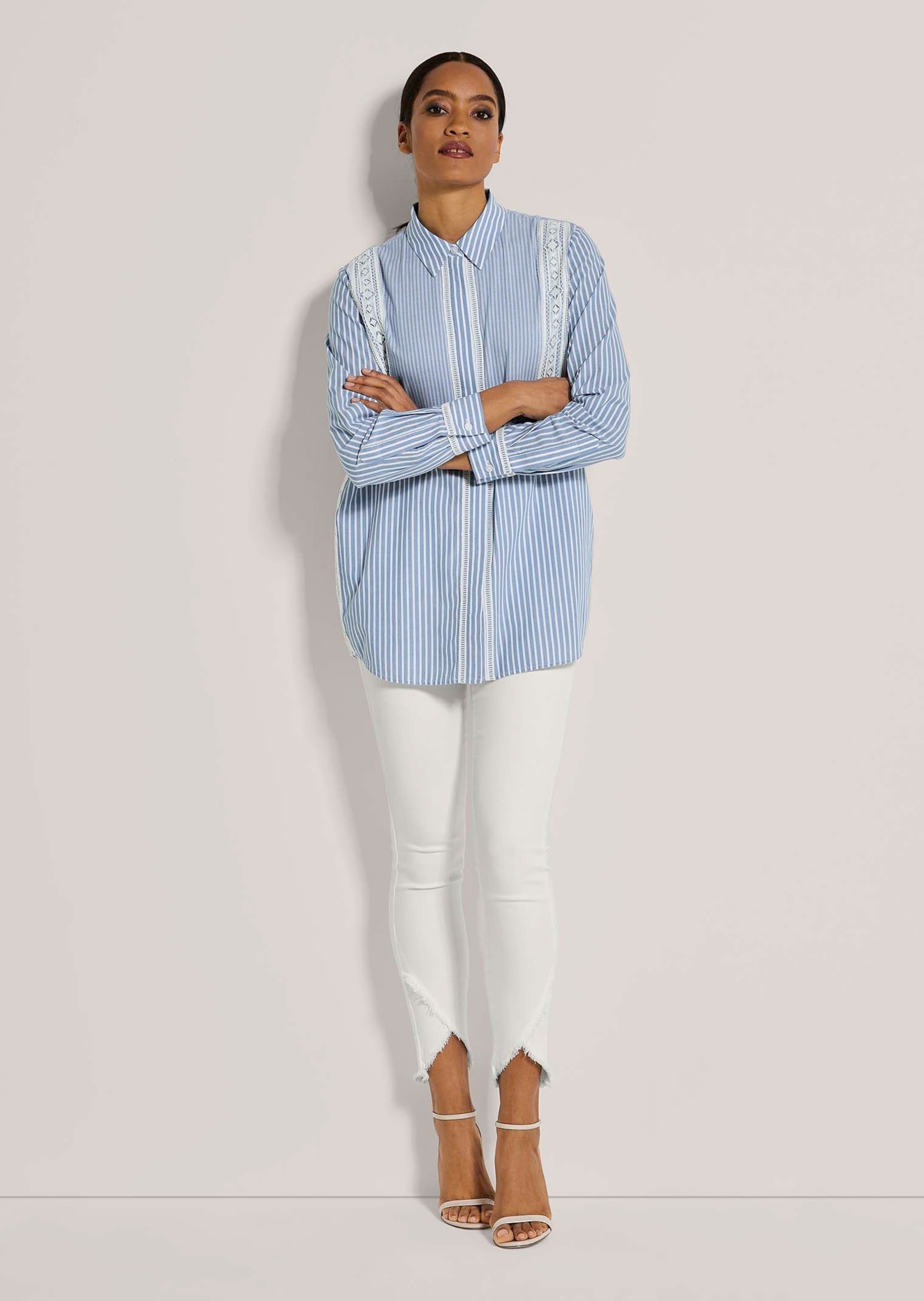 Thumbnail - MADELEINE Langarmbluse "Streifenbluse Streifenbluse mit Spitze"