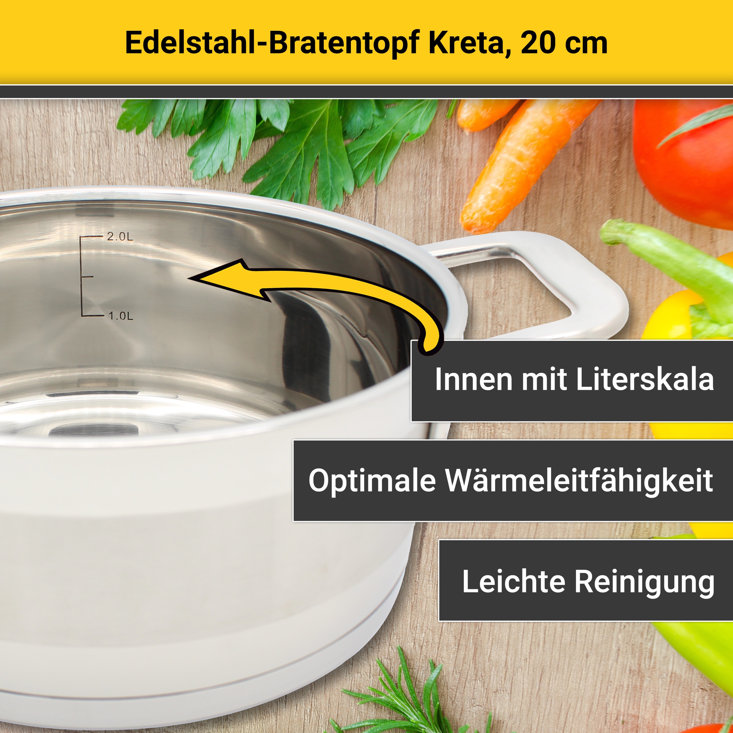 Krüger Bratentopf "Kreta" 2 Stk. tlg. Edelstahl 18/10 günstig online kaufen