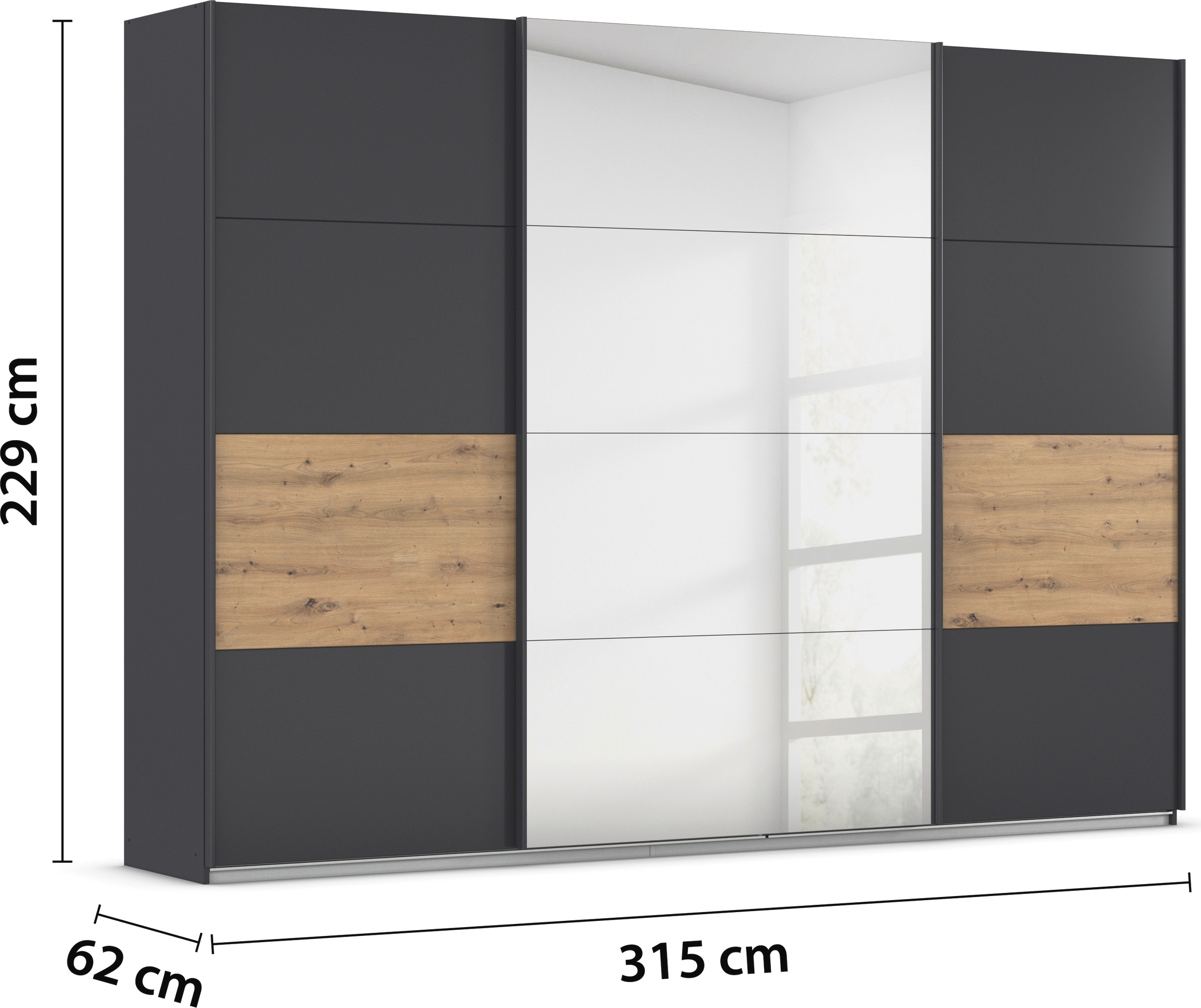 rauch Schwebetürenschrank »Schwebetürenschrank Kleiderschrank Schrank Garderobe CORTONA«, inkl. Inneneinteilung, 2 Stoffboxen und zusätzlichen Einlegeböden