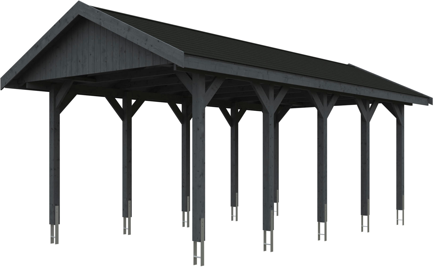 Skanholz "Wallgau" Massivholz 291 cm Schiefergrau mit schwarzen Dachschindeln