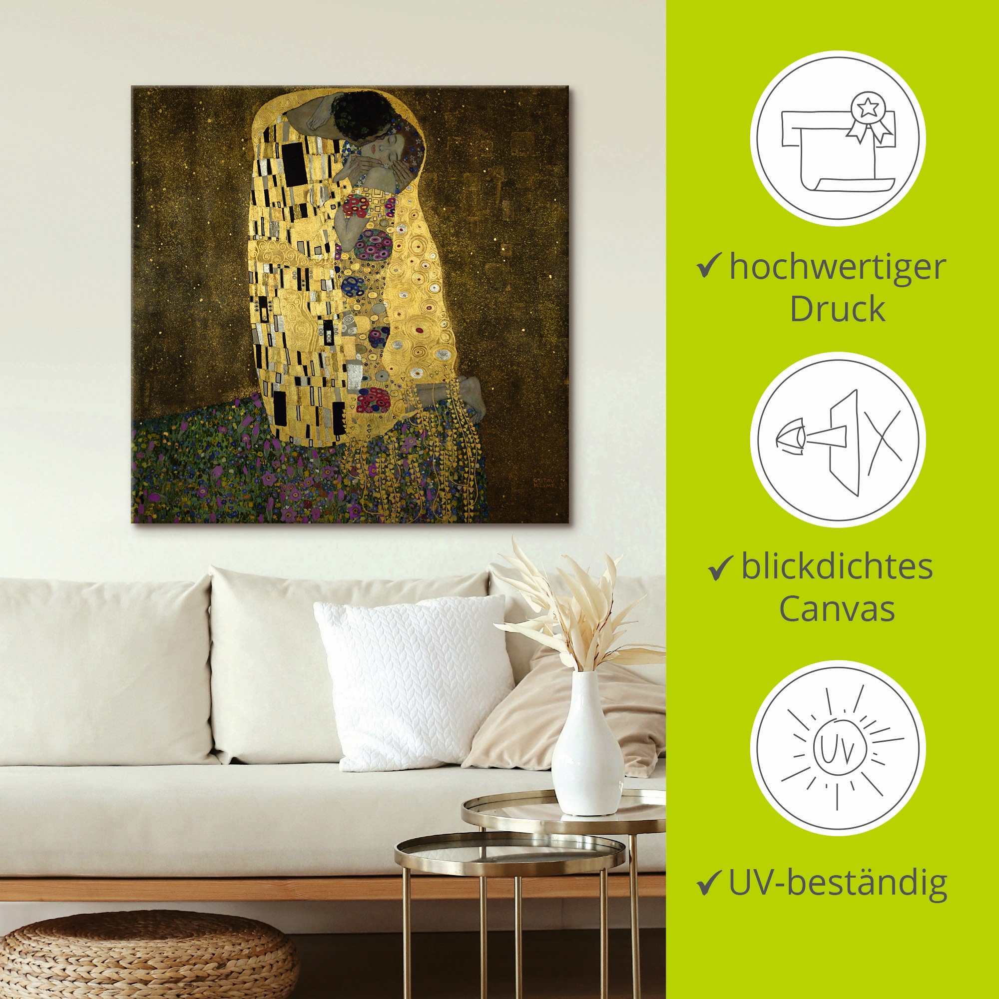 Artland Wandbild »Der Kuß«, Paar, (1 St.), als Leinwandbild, Poster in verschied. Größen