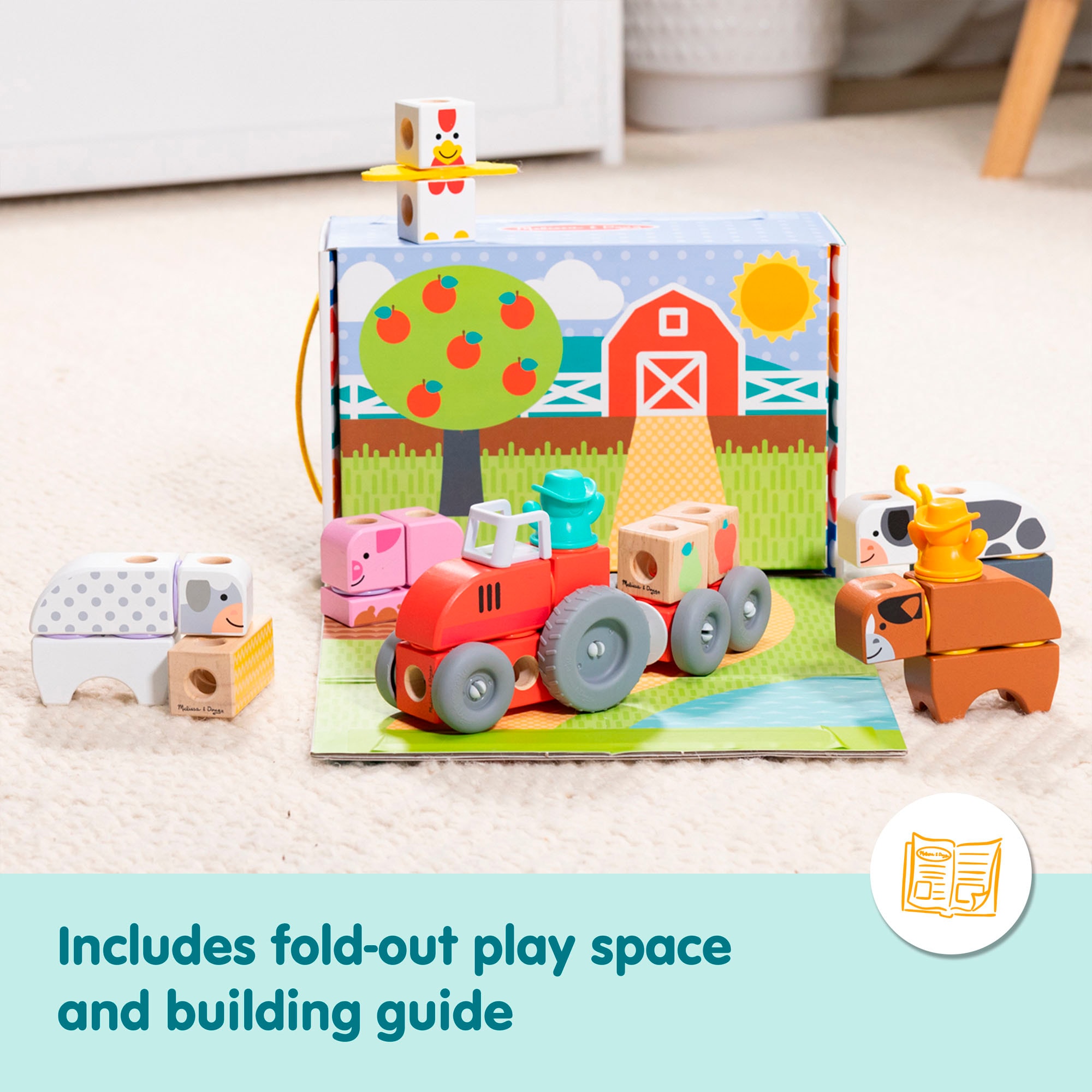 Spin Master Spielbausteine »Melissa & Doug Blockables Bauernhof«, (56 St.)