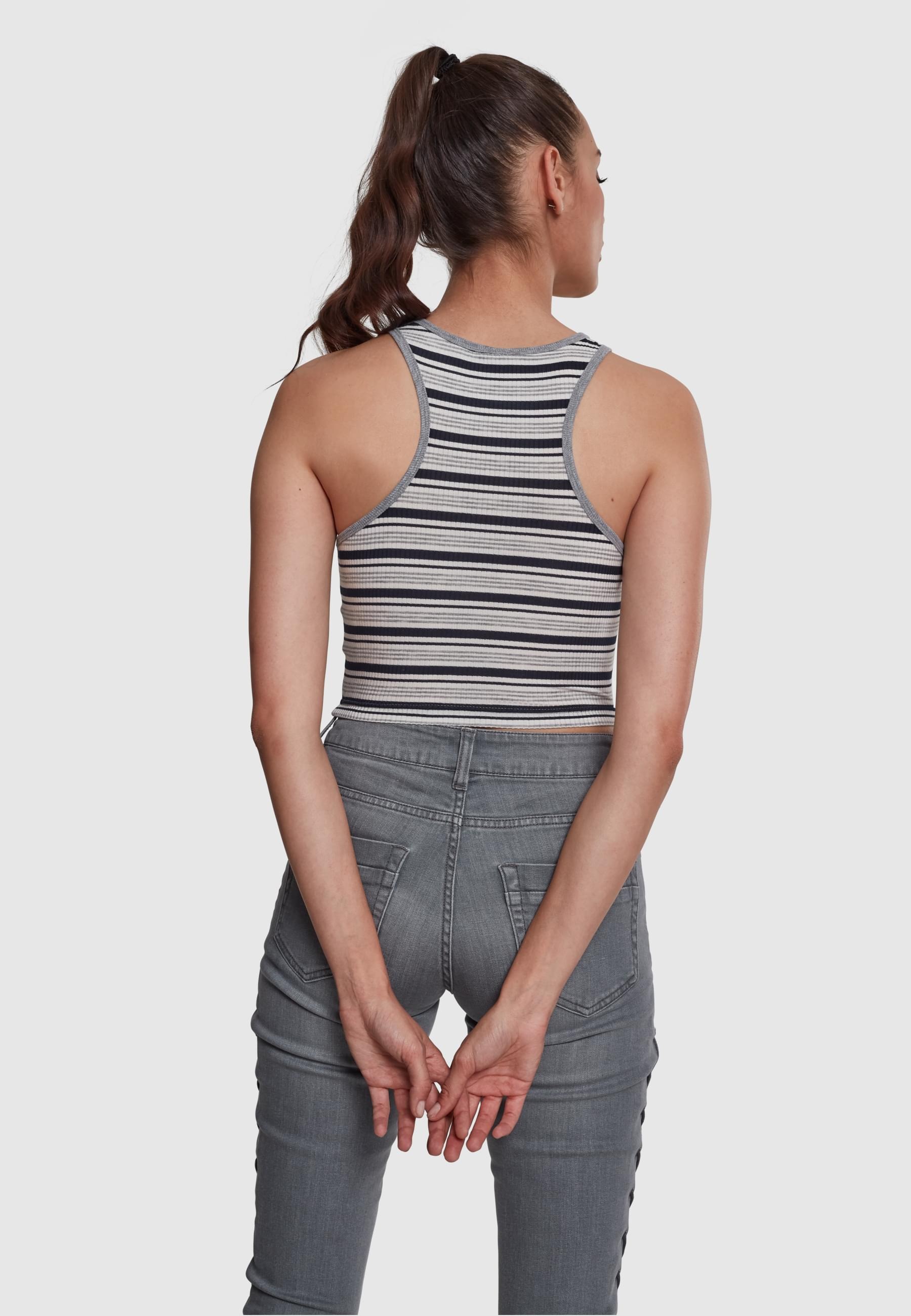 URBAN CLASSICS Muskelshirt »Urban Classics Damen Ladies Rib Stripe Cropped Top«, (1 tlg.)