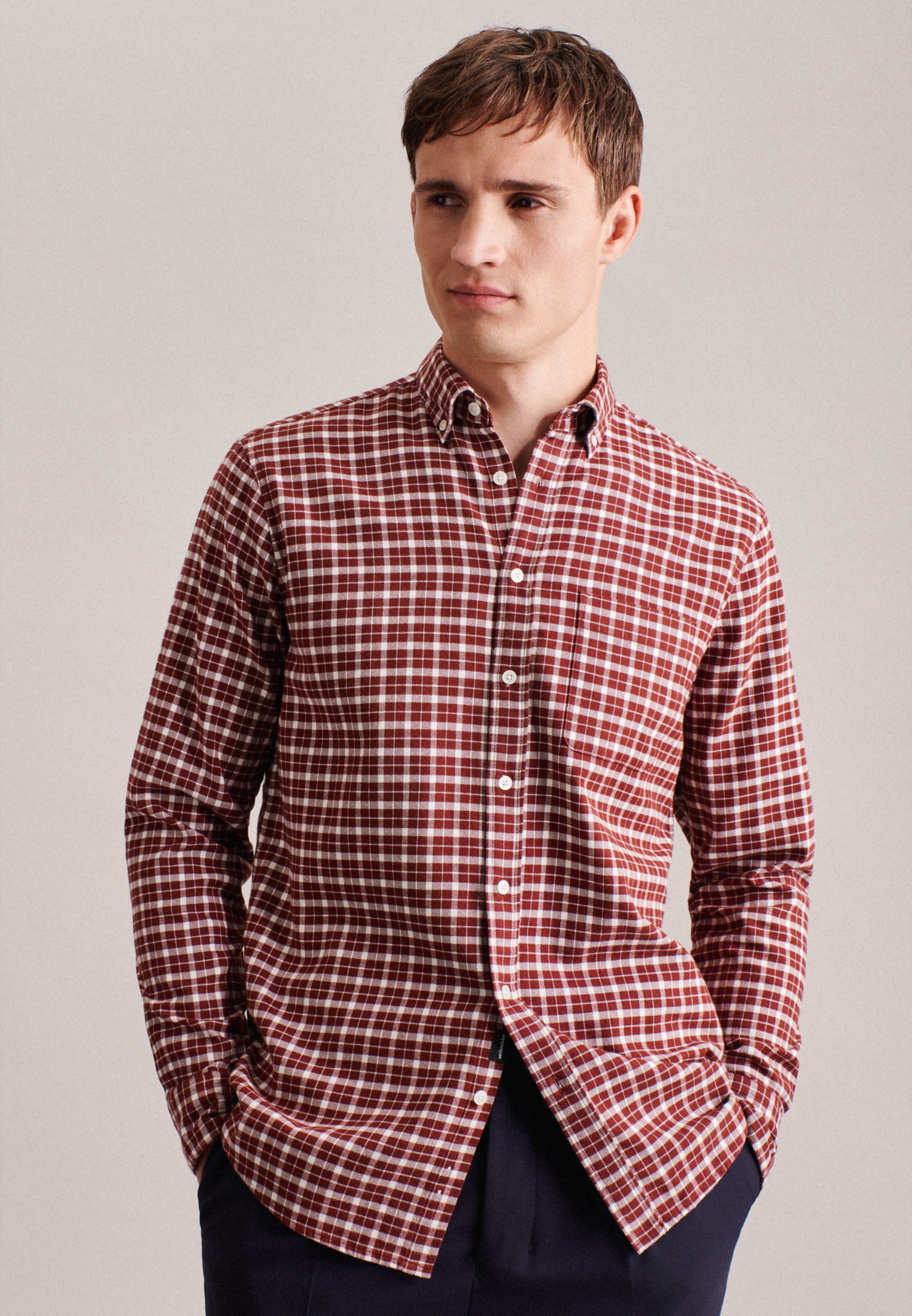 seidensticker Businesshemd »Schwarze Rose«, Regular Langarm Button-Down-Kragen Karo