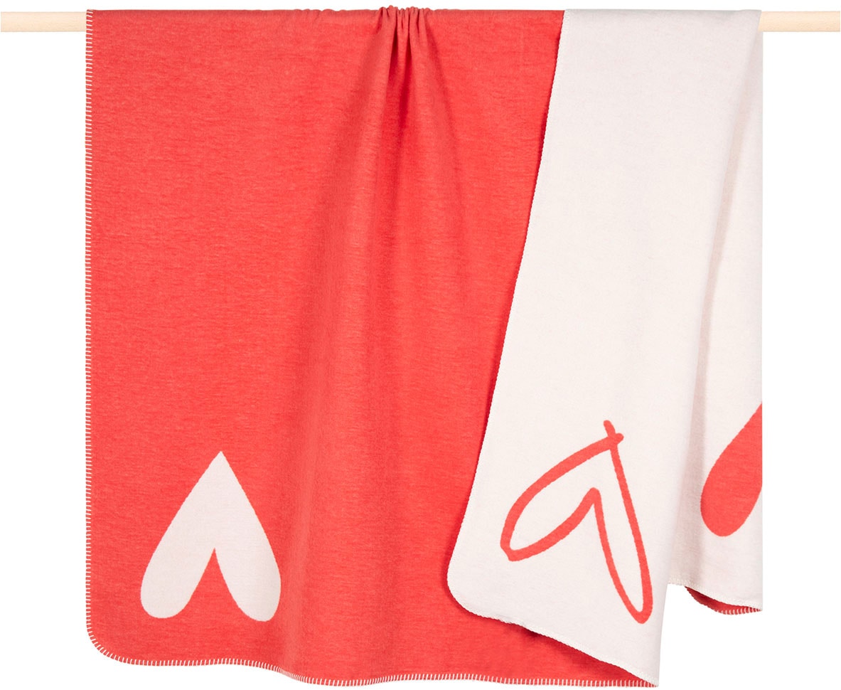 PAD Wohndecke "HEART" mit Wendefunktion, Motiv Herzen, gekettelter Zierstic günstig online kaufen