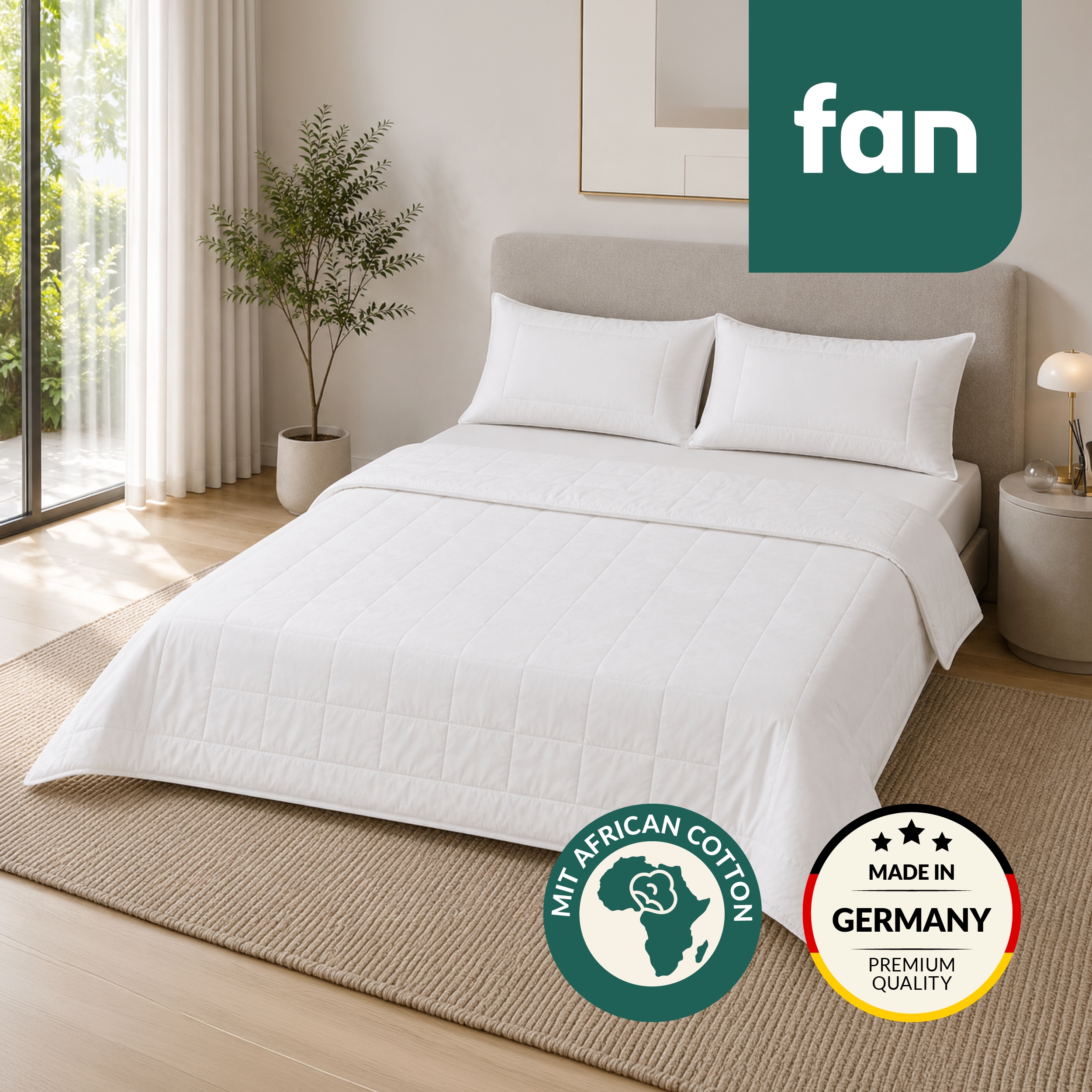 fan Naturfaserbettdecke "African Cotton, 135x200 cm und weitere Größen" leicht Füllung 100% Lyocell (TENCEL™) 1 Stk. tlg. Bettdecke für Winter oder Sommer. Hergestellt in Deutschland