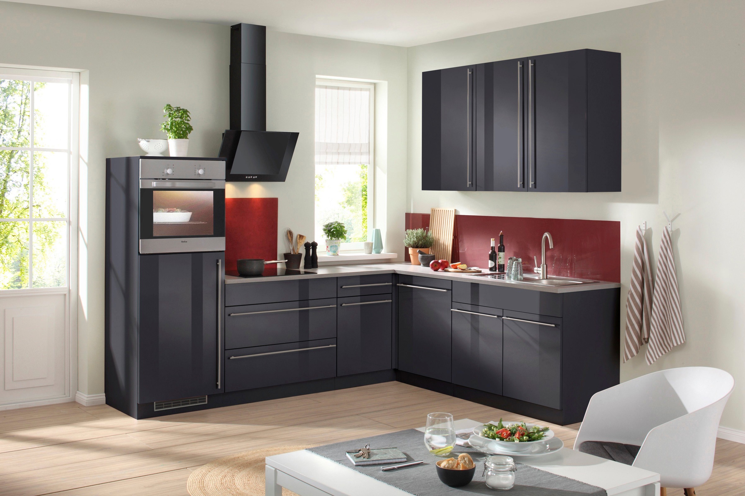 wiho Küchen Winkelküche "Chicago, TOPSELLER" ohne E-Geräte, Stellbreite 260 günstig online kaufen