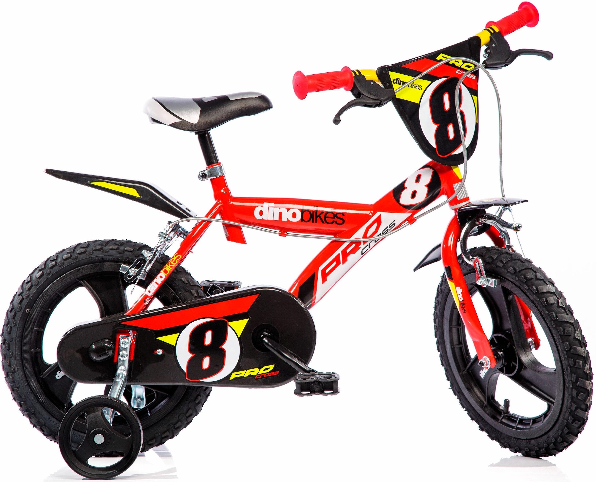 Dino Kinderfahrrad »Mountainbike 14 Zoll«, 1 Gang, mit Stützrädern, Frontschild und coolen...