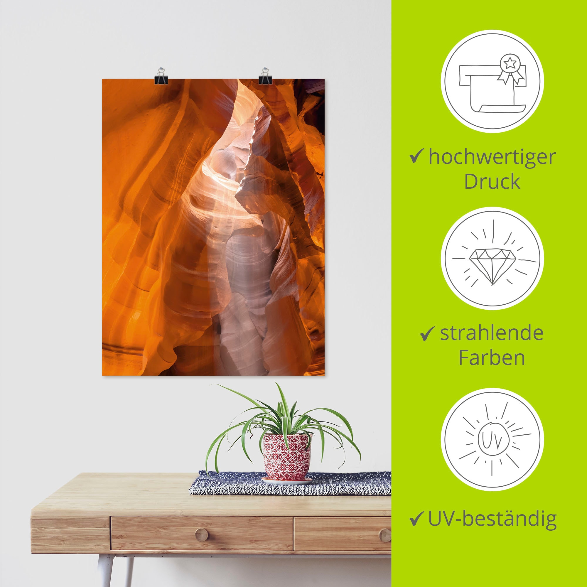 Artland Poster »Antelope Canyon«, Amerika, (1 St.), als Leinwandbild, Wandaufkleber oder Poster in versch. Größen