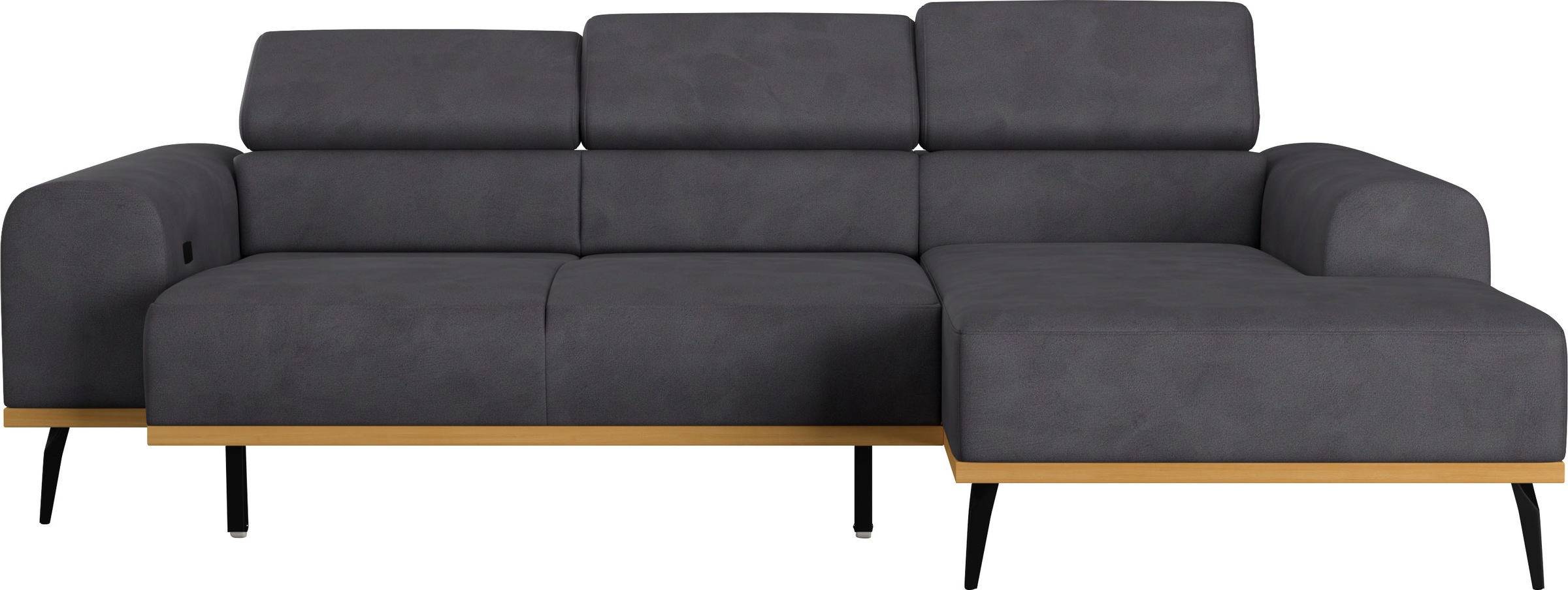 Places of Style Ecksofa »Carlo L-Form«, mit Kopfteilverstellung & Holz-Rahmenoptik, wahlweise Relaxfunktion