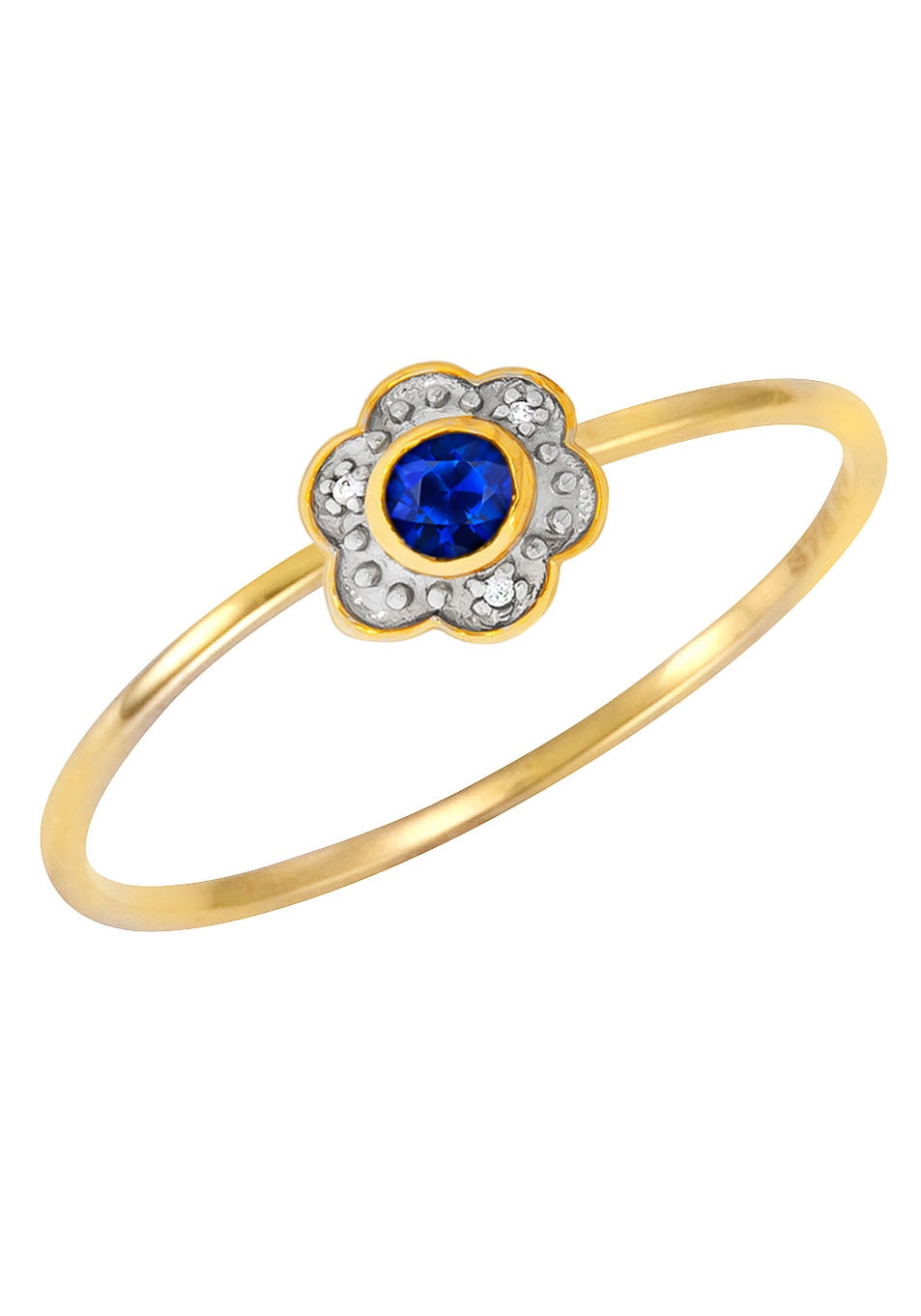 Firetti Fingerring »Schmuck Geschenk Gold 375 Damenring Goldring Blume«, mit Saphir, Zirkonia (synth.)