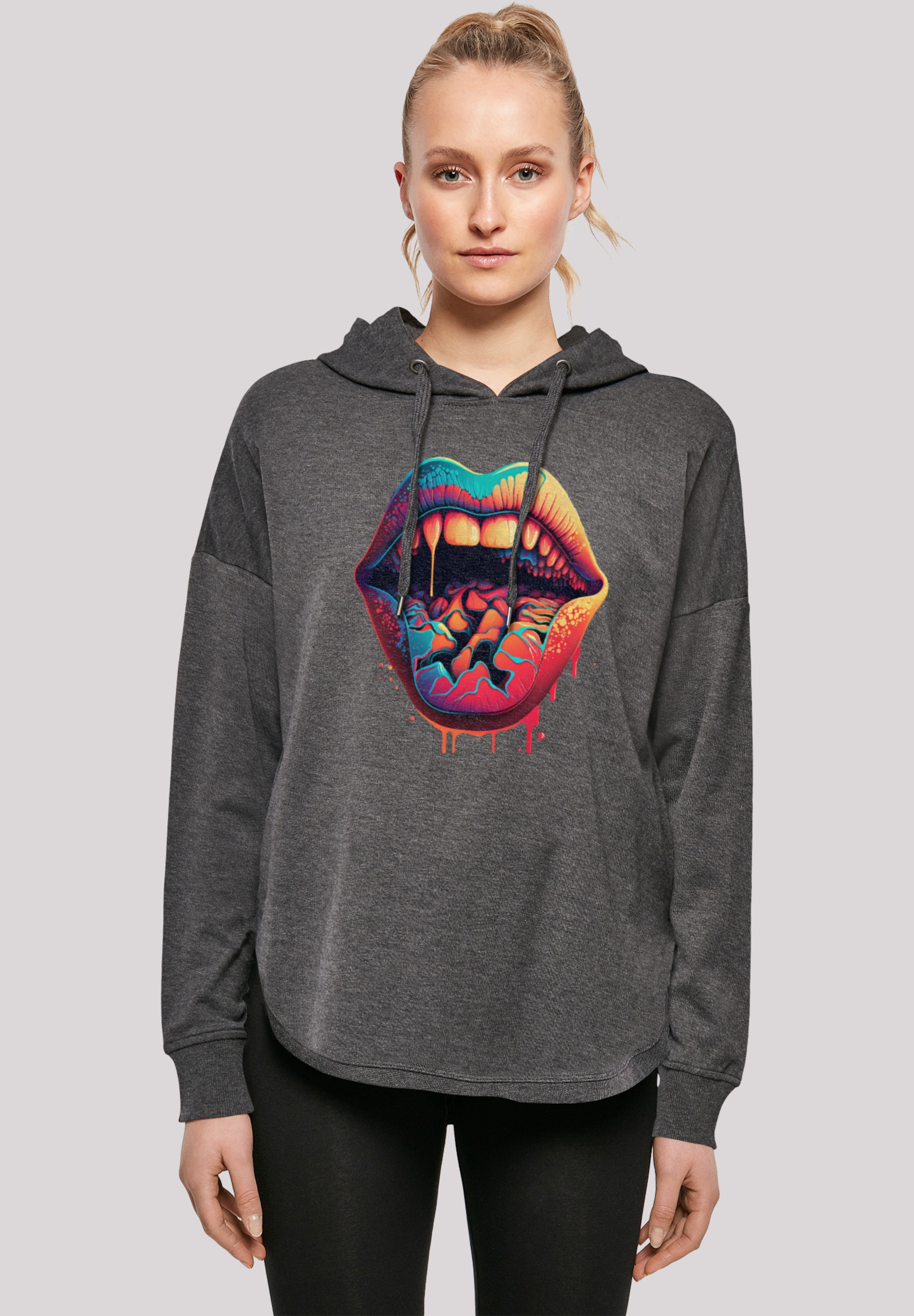 F4NT4STIC Kapuzenpullover "Drooling Lips OVERSIZE HOODIE", Print