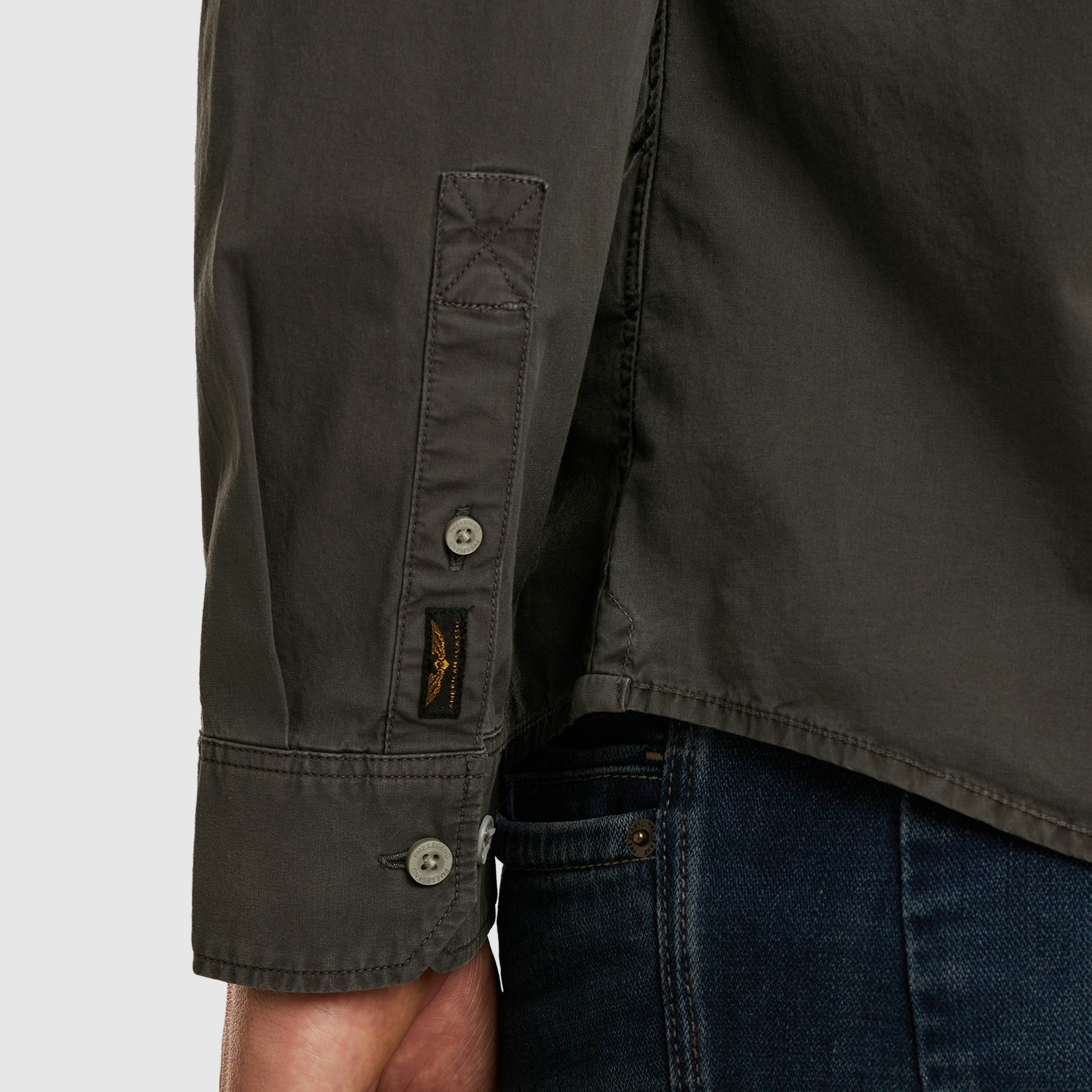Langarmhemd PME LEGEND, Herren, Gr. 3XL, N-Gr, forged iron, Web, Obermaterial: 97% Baumwolle, 3% Elasthan, unifarben, regular fit normal, Manschette, Hemden, mit Logo Stickerei 3