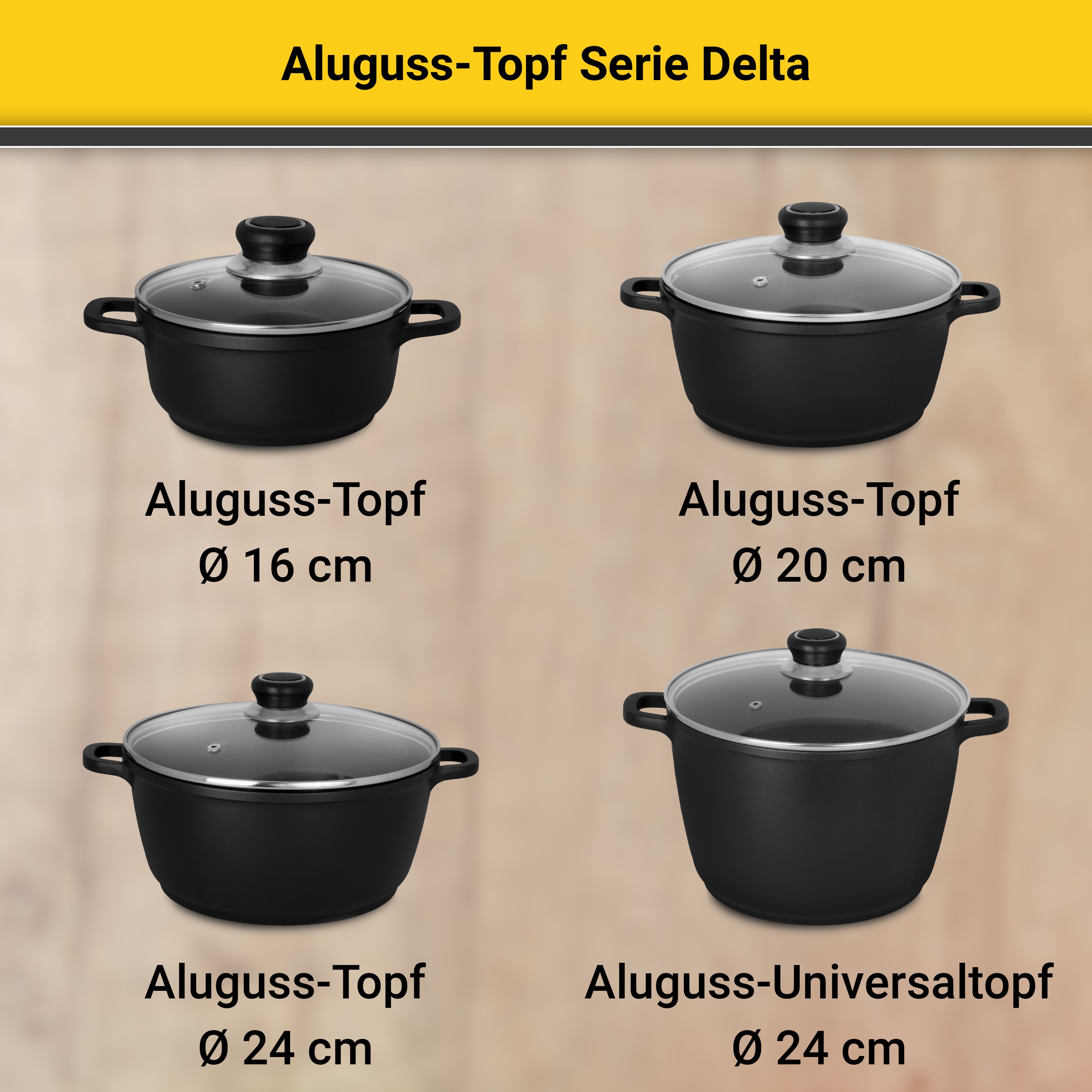 Krüger Topf-Set »Delta«, Aluminiumguss, (Set, 7 tlg.), für Induktions-Kochfelder geeignet