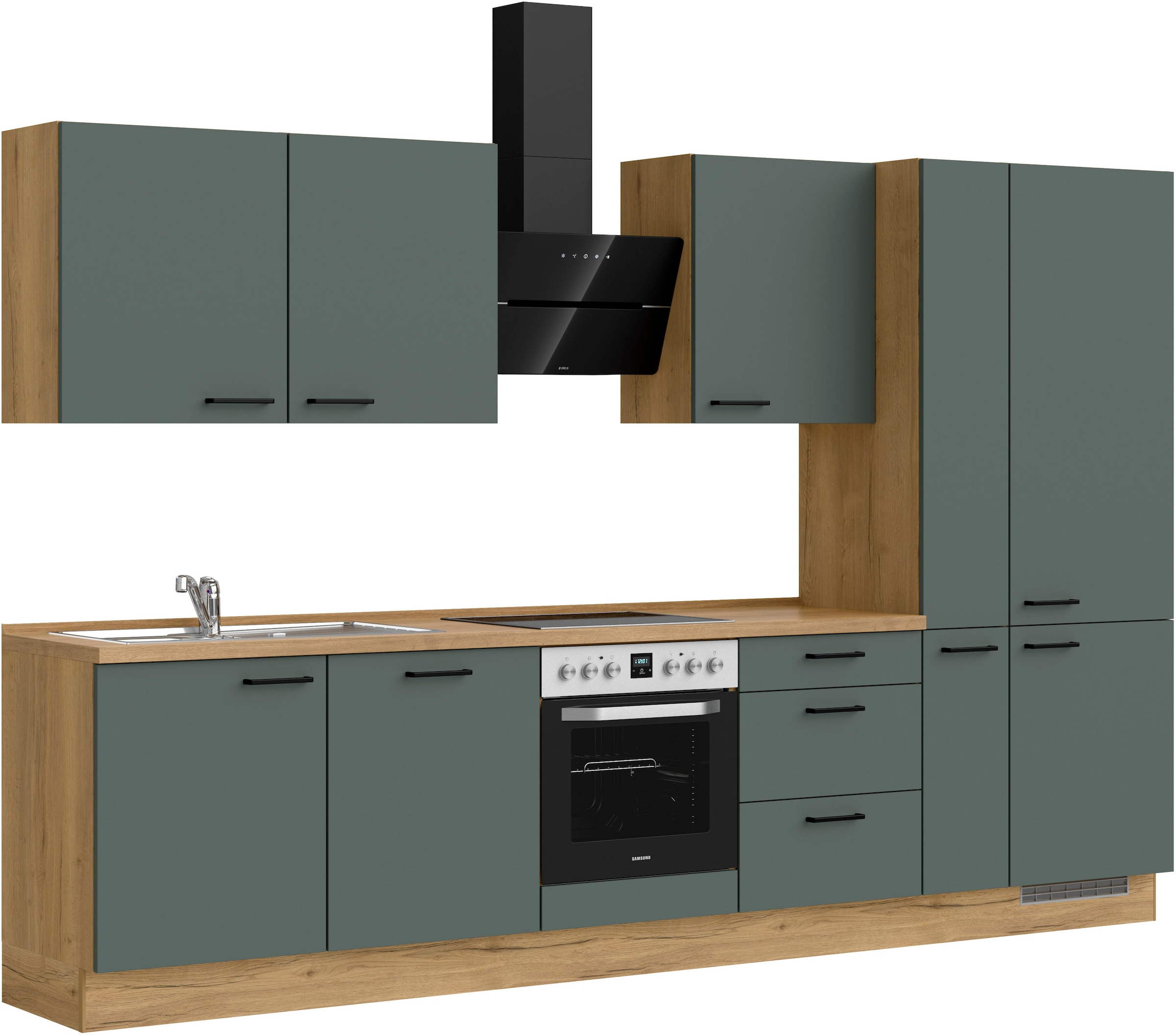 nobilia® Küchenzeile »"Easytouch II"« vormontiert,  Ausrichtung wählbar, Breite 330 cm, wahlw. mit E-Geräten