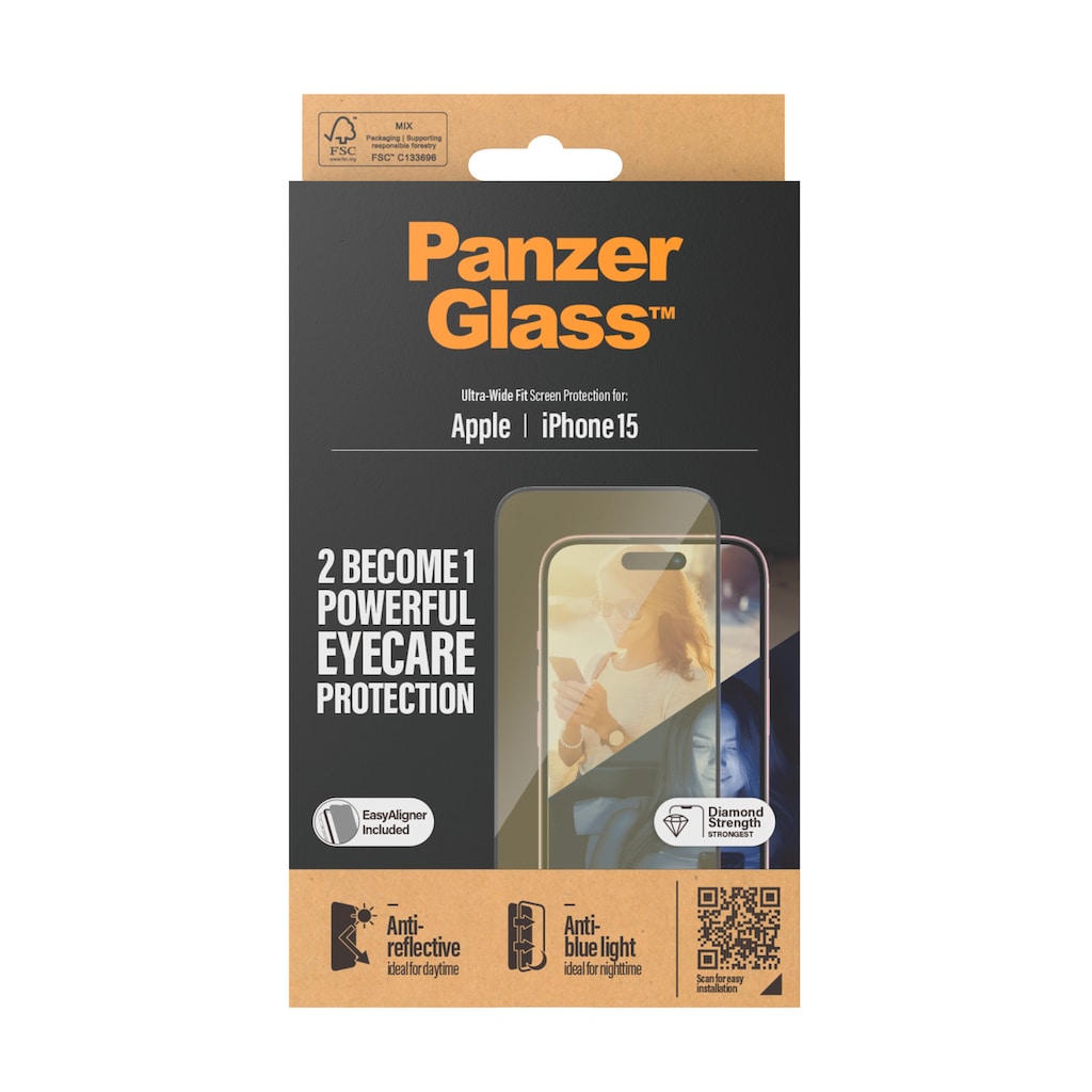 PanzerGlass Displayschutzglas »Eyecare Screen Protector«, für iPhone 15