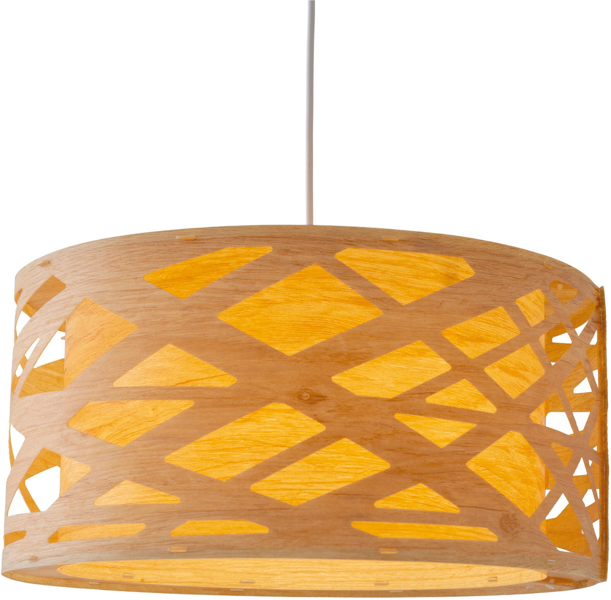 näve Pendelleuchte »Finja« E27 1 Stk. rund D: 40 cm, Holzimitat, mehrschichtig durchbrochen, 1x E27 exkl.