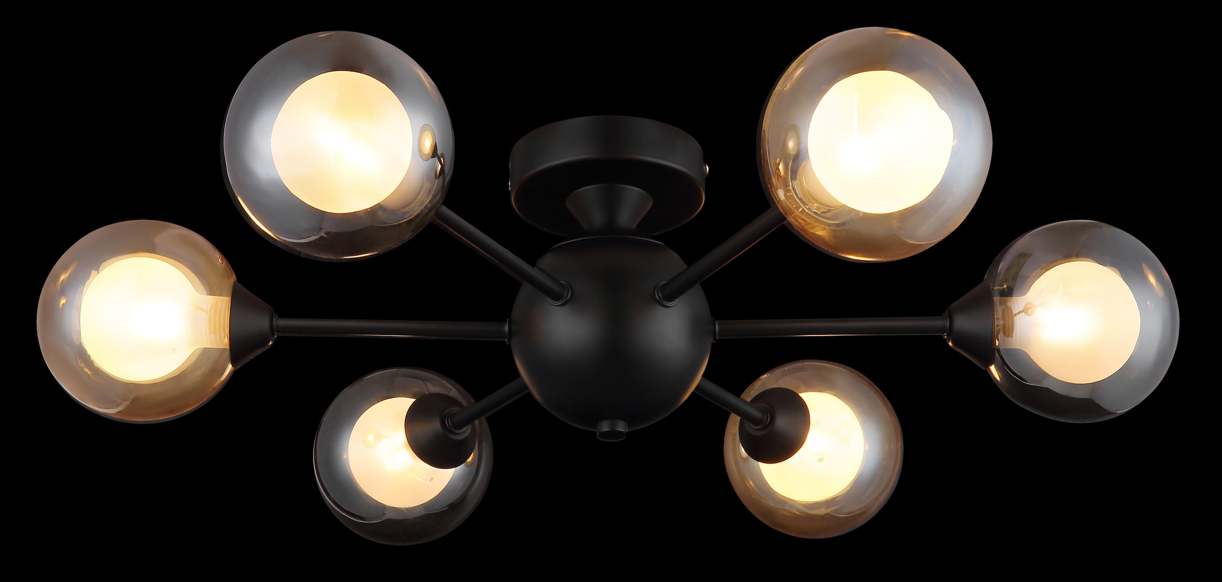 GLOBO LIGHTING Deckenleuchte »ROLAND« G9 1 Stk. Deckenleuchte Schwarz, Glaskugeln Rauch/Amber, G9 LED