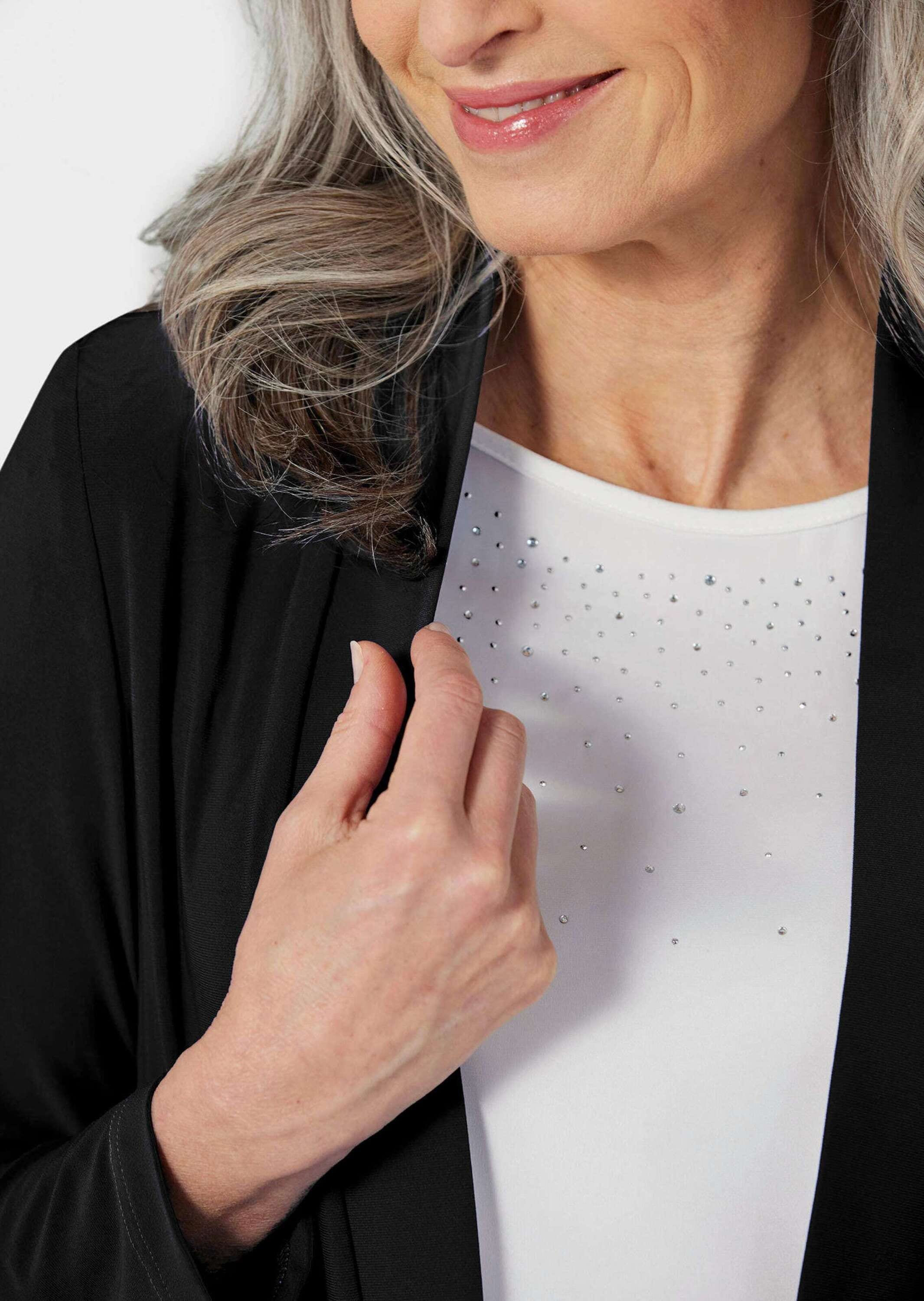 GOLDNER Sweatjacke »Jersey-Longjacke Weich fallende Jersey-Longjacke«