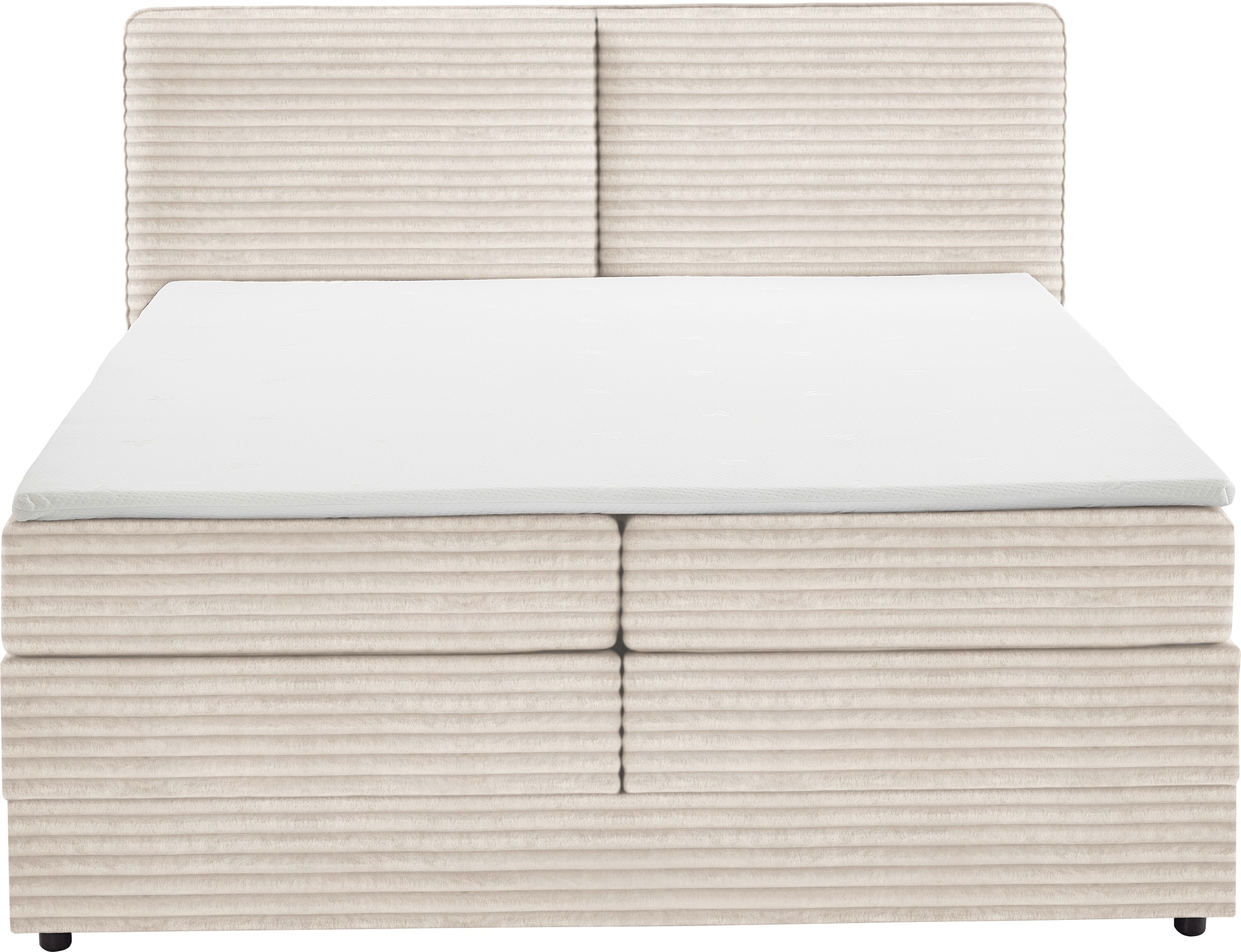 Home affaire Boxbett »VÄSTERVIK, Polsterbett mit Bettkasten und Taschenfederkernmatratze H3« mit Topper, kuscheliger Breitcord-Stoff, Liegefläche 180x200cm