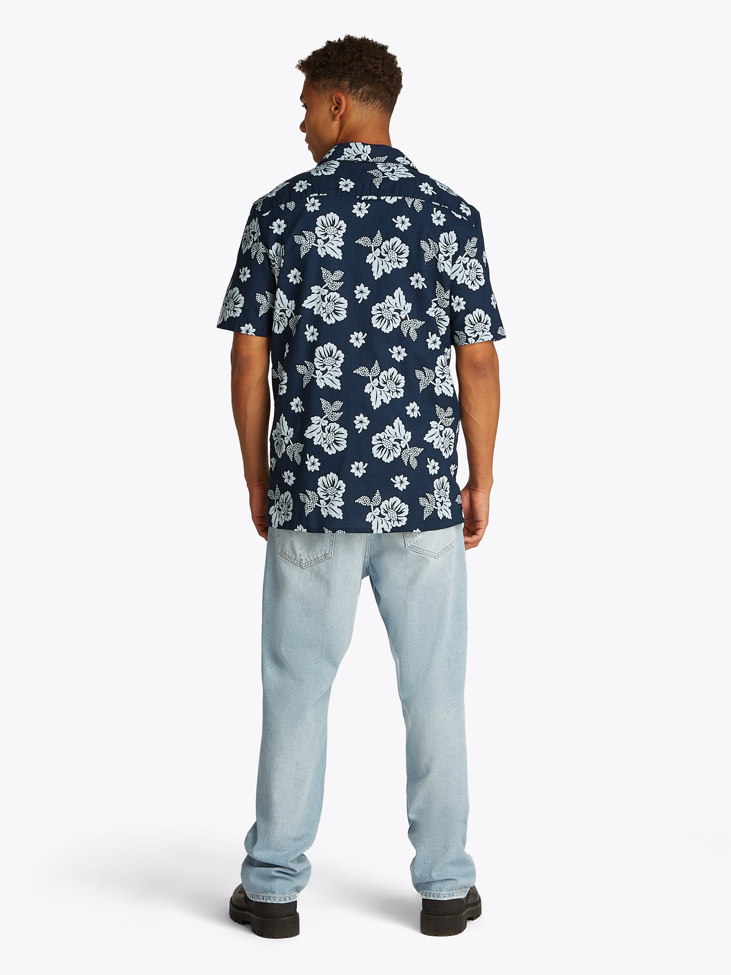 Tommy Jeans Kurzarmhemd »TJM REG SLUB AOP SS SHIRT EXT«