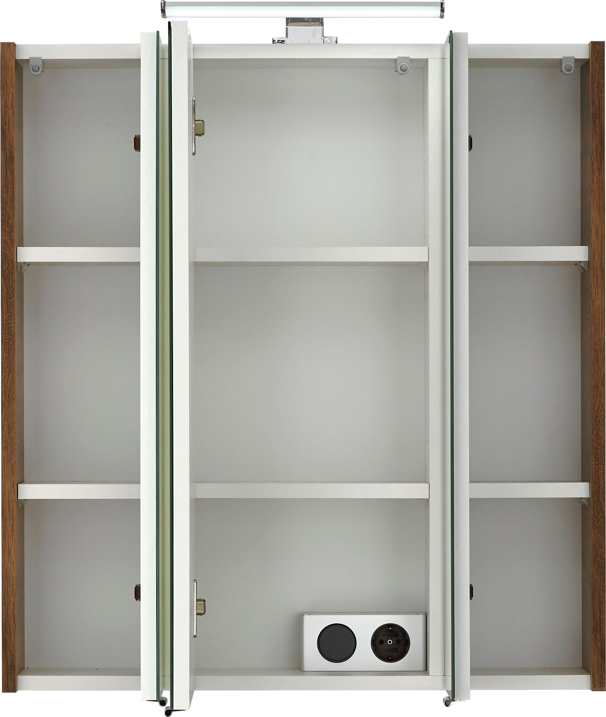 PELIPAL Spiegelschrank Breite 3-türig, BAUR »Quickset«, cm, 65 | LED-Beleuchtung, kaufen Schalter-/Steckdosenbox