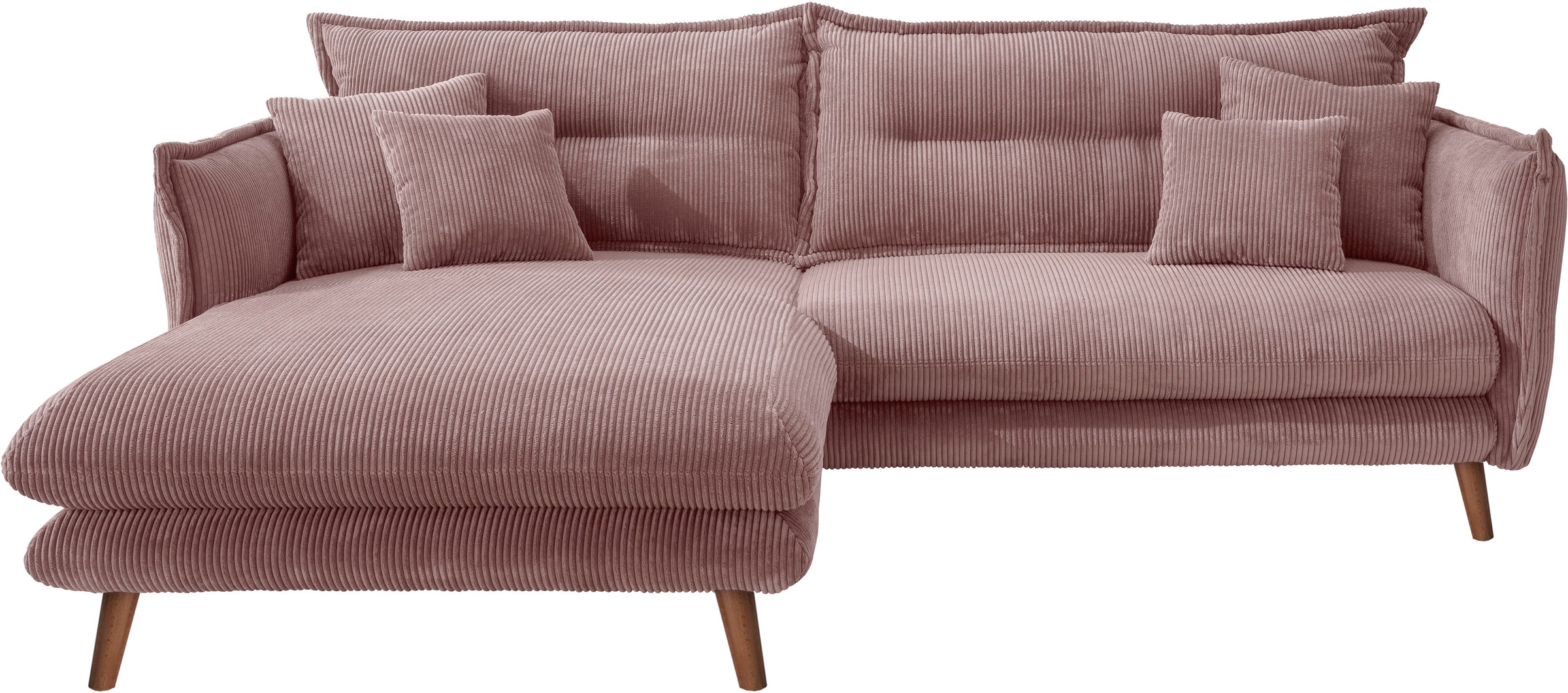 INOSIGN Ecksofa »Lazio modern und bequem, schmale Armlehnen, tolle Detailverarbeitung«, zwei verschiedene Fußfarben wählbar