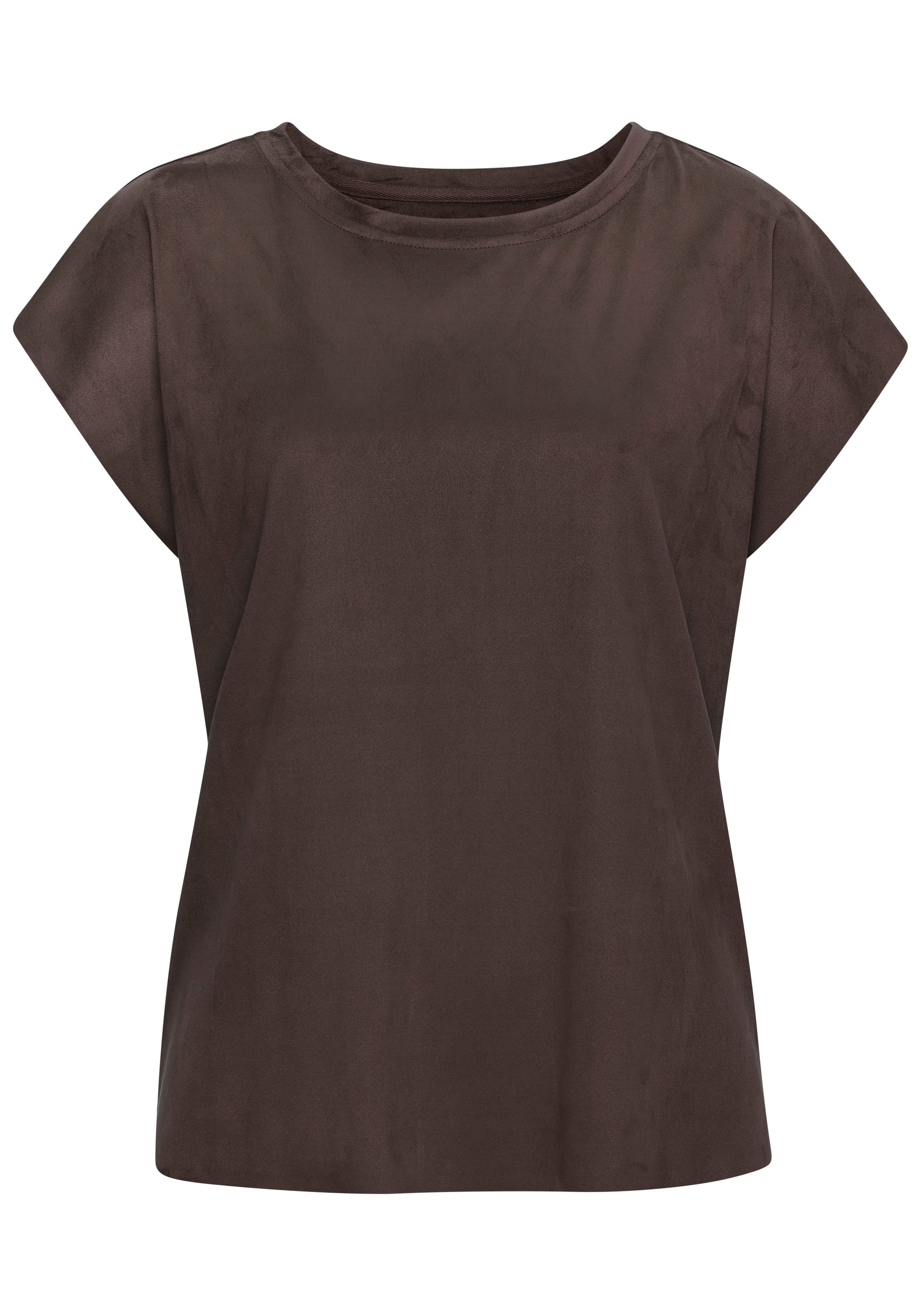 French Connection T-Shirt aus Veloursleder-Imitat mit kleiner Stickerei, Lo günstig online kaufen