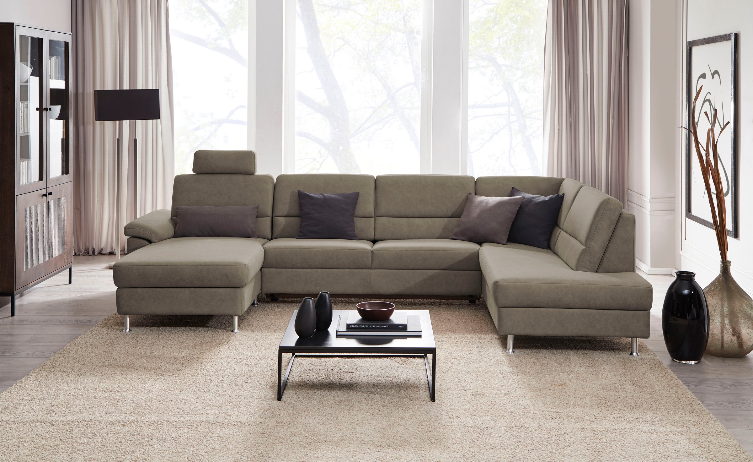 CALIZZA INTERIORS Wohnlandschaft »Onyx U-Form«, (3 St.), wahlweise mit Bettfunktion und Bettkasten