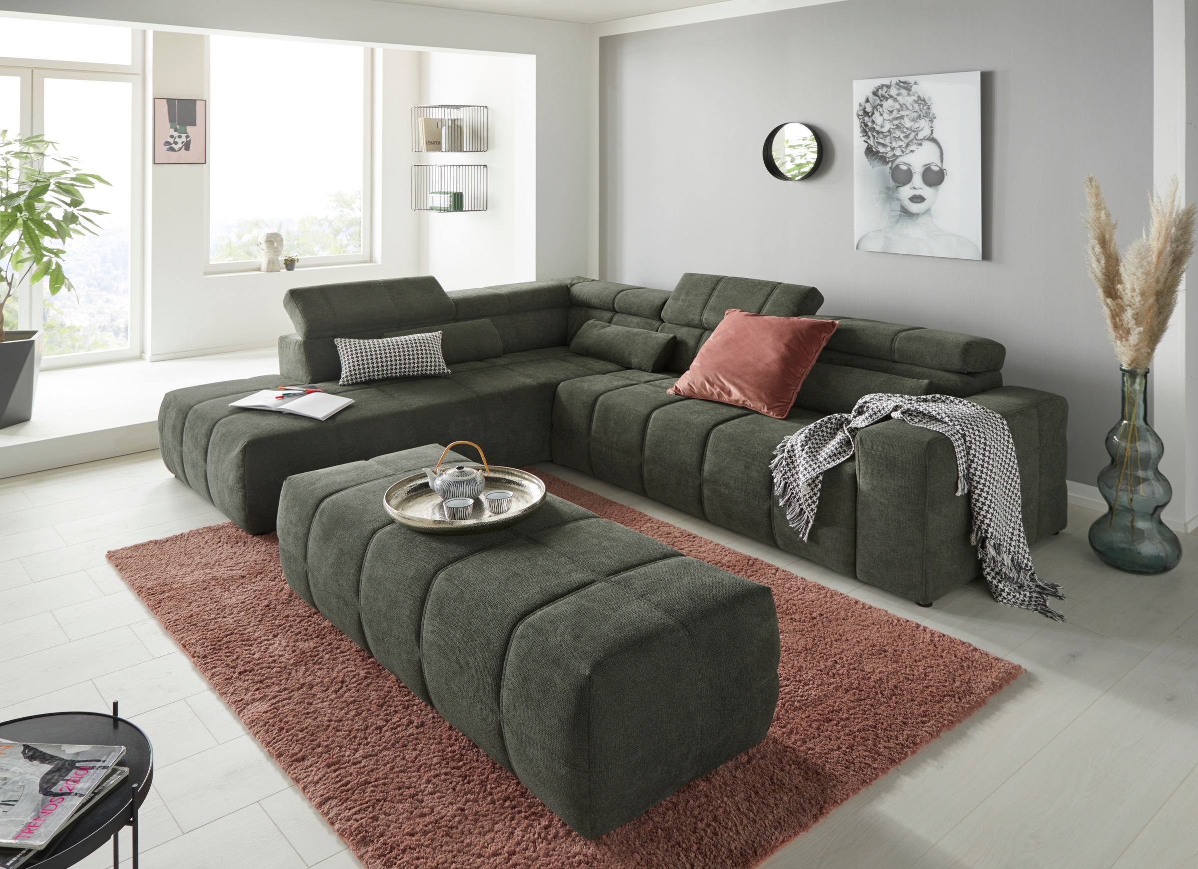 DOMO collection Ecksofa "Brandon L-Form, auch in Leder" inklusive Kopfteilv günstig online kaufen