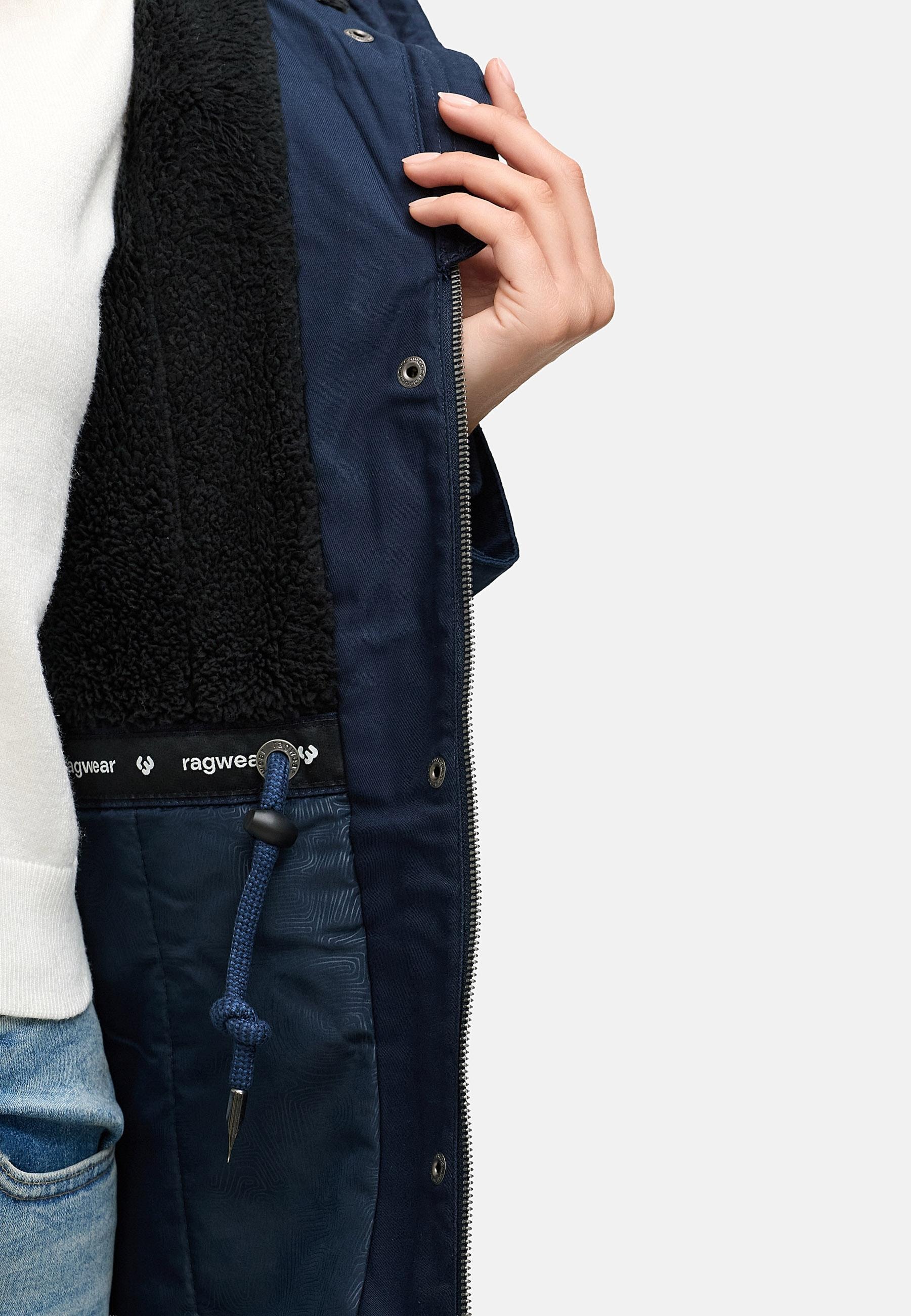 Ragwear Winterjacke »Tawny Short YOUMODO«, mit Kapuze, Warme Jacke mit großer Kapuze und Kunstfellkragen