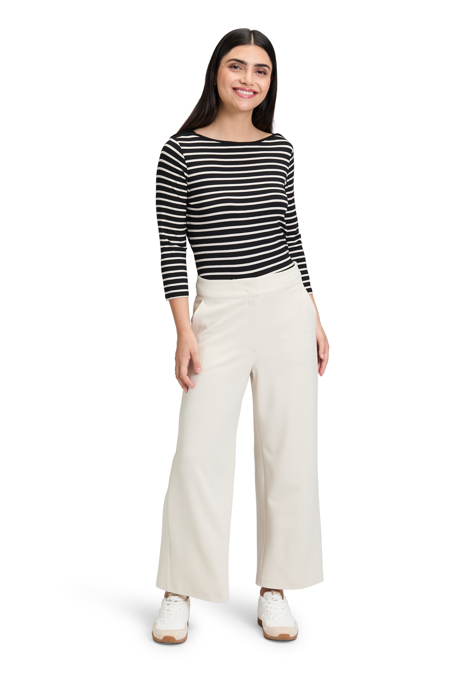 3/4-Arm-Shirt BETTY BARCLAY "Damen mit U-Boot-Ausschnitt", Damen, Gr. 36, schwarz (schwarz, beige), Jersey, Obermaterial: 95% Viskose, 5% Elasthan, Basic, tailliert normal, U-Boot-Ausschnitt, Shirts 3/4-Arm-Shirt 3