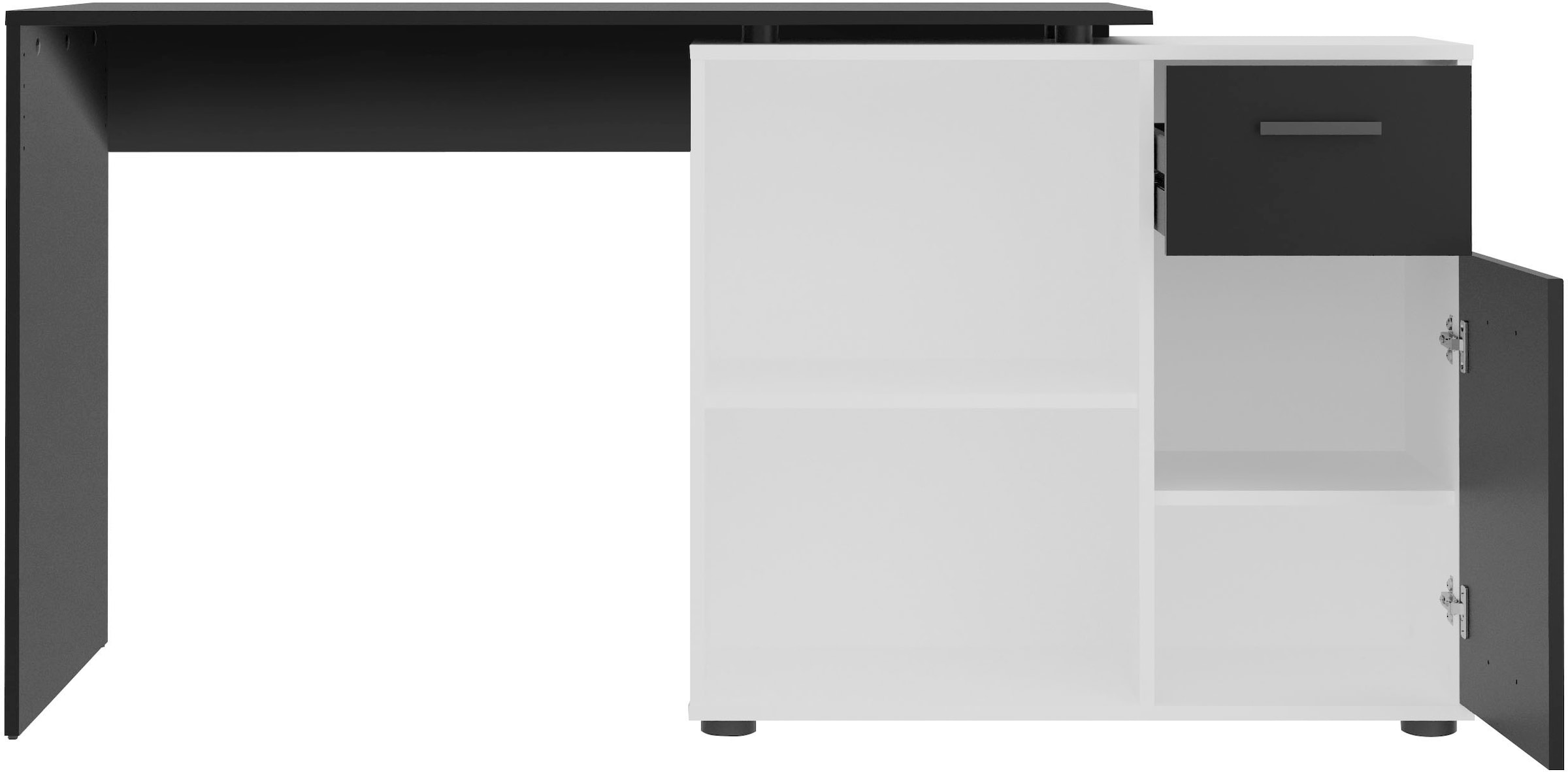 FMD Eckschreibtisch »ALBRECHT«, | 117/148 / cm drehbar, Sideboard Schreibtisch mit Breite Stauraum, BAUR