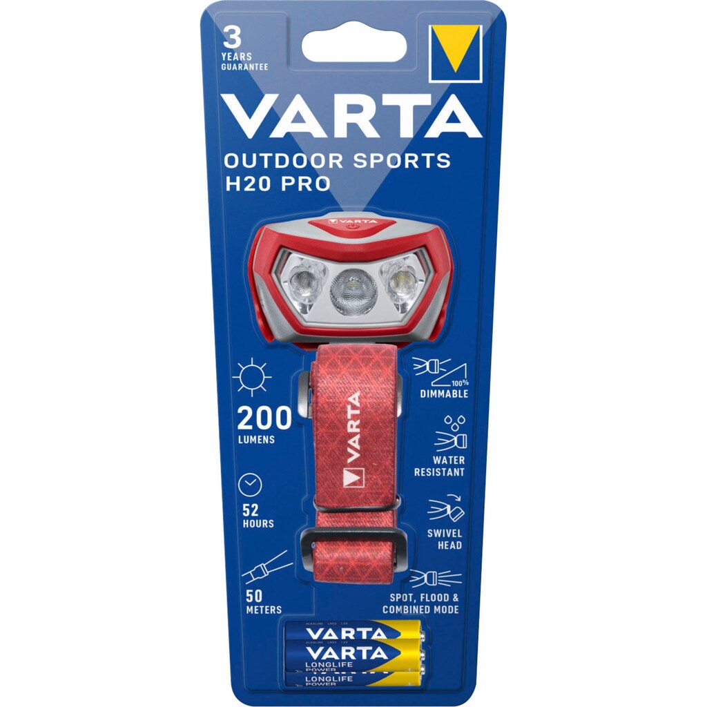VARTA Kopflampe »VARTA Outdoor Sports H20 Pro inkl. 3xAAA Batterien«