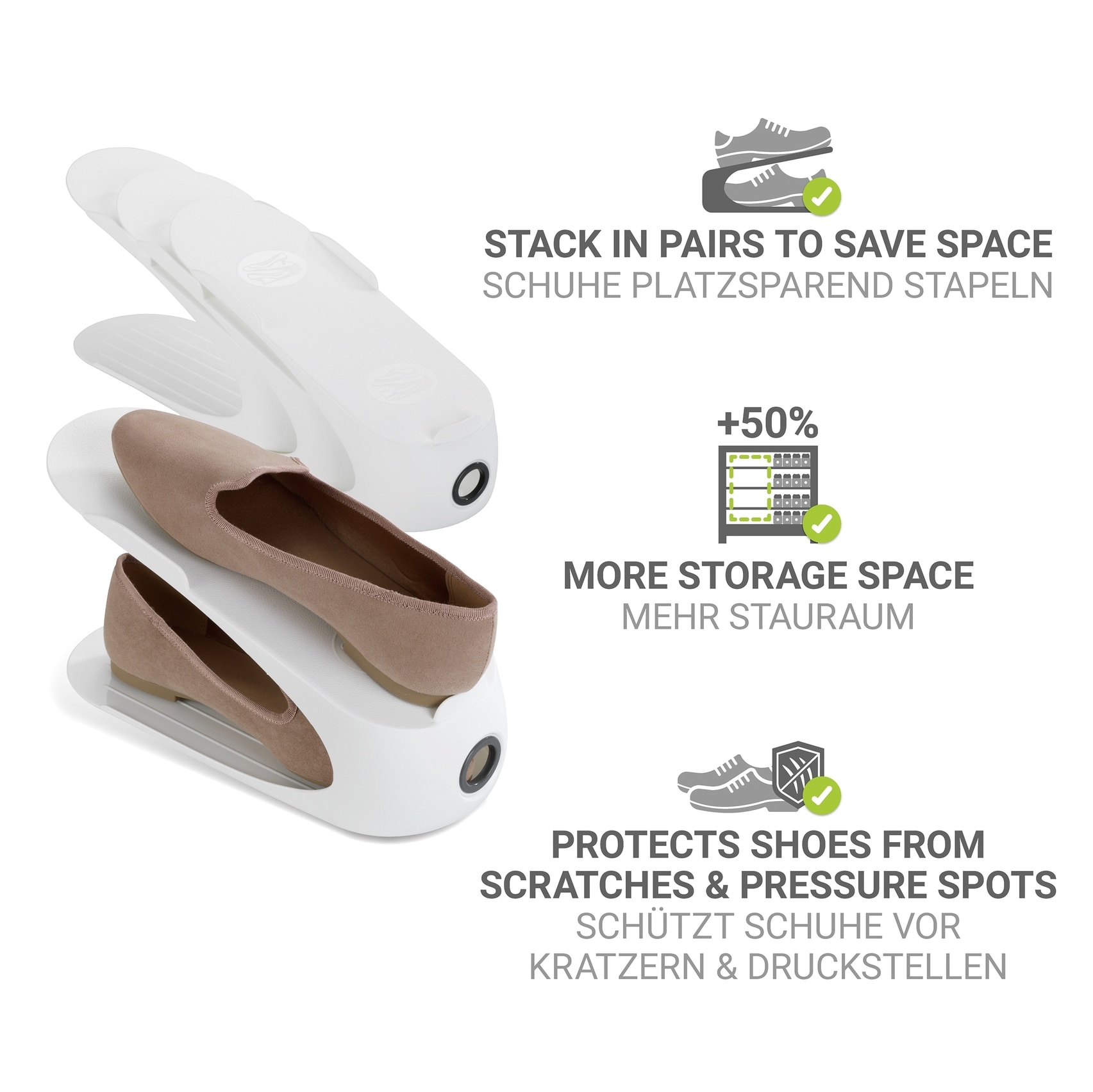 WENKO Schuhstapler »Modell Schuhhalter« Set, 8 tlg. tlg. platzsparend, stapelbar; mit Griffloch für leichtes Entnehmen
